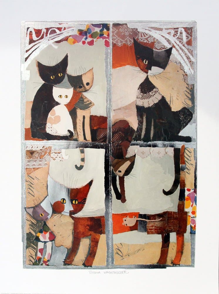 Finestra Dei Gatti by Rosina Wachtmeister Art Print Poster (23 3/4 x 31 1/2")