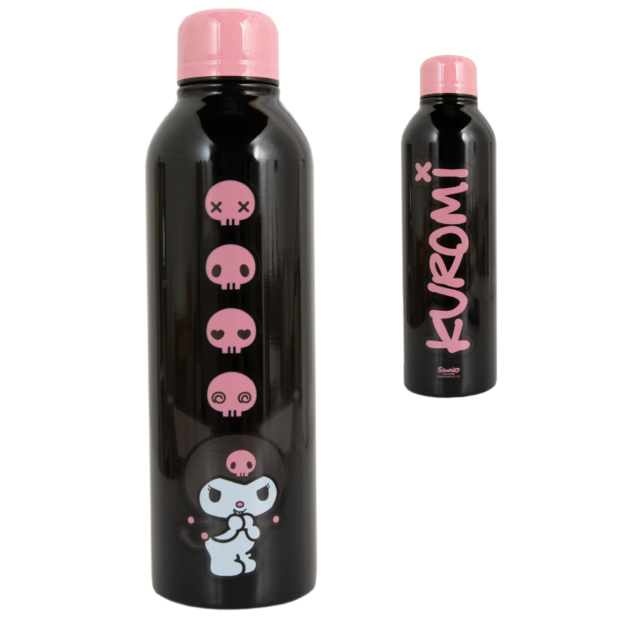 Blue Sky Studios Hello Kitty Kuromi Metal Water Bottle, Durable Stainless Steel, 700 ml Capacity, Licensed Hello Kitty Merchandise School Supplies & Gifts