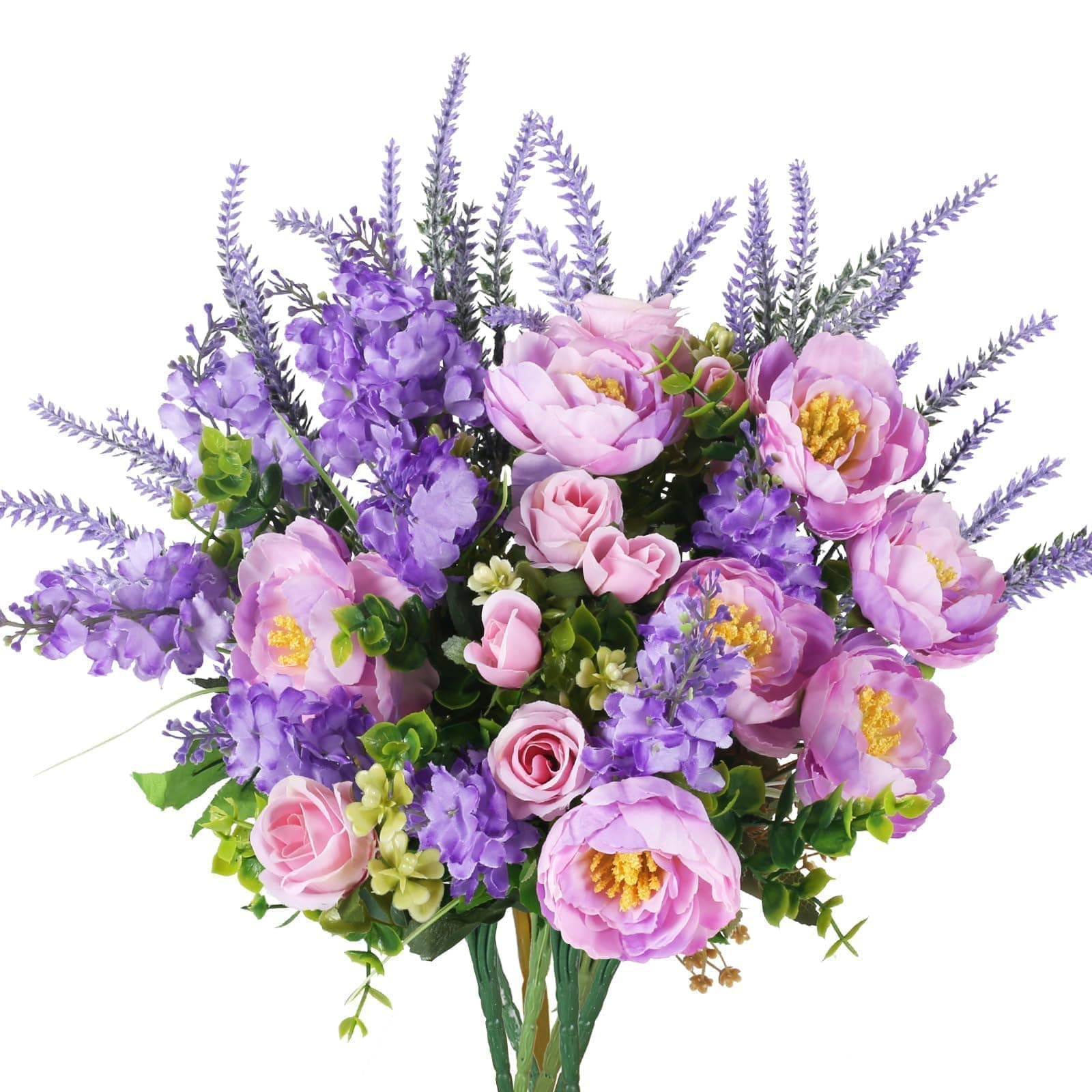 HUAESIN Artificial Flowers Silk Rose Peony Bouquets Purple Flowers Artificial Bouquet Silk Flower Arrangements for Home Table Centerpieces Wedding Indoor Outdoor Decorations