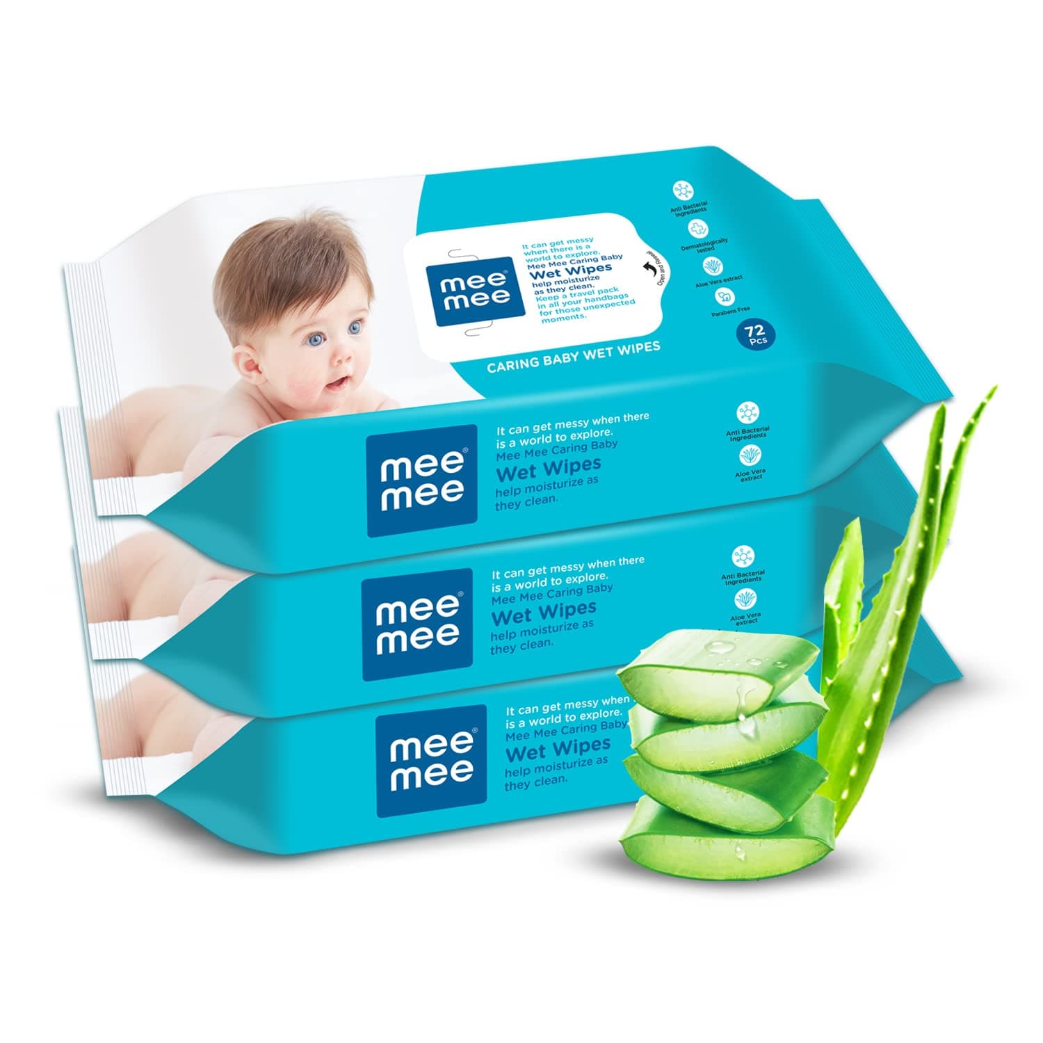 Baby Gentle Wet Wipes with Aloe Vera extracts, 72 counts, Pack of 3