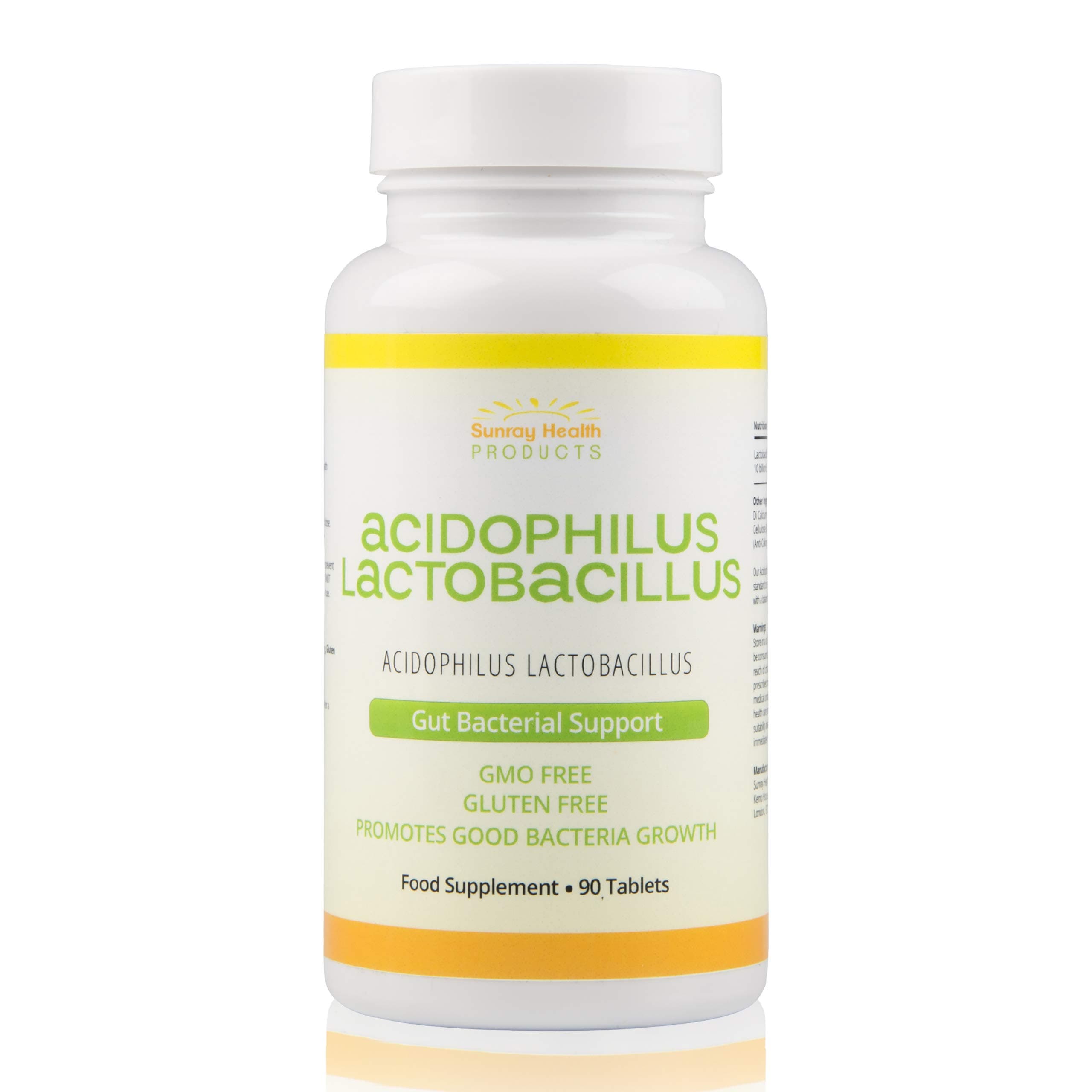 Sunray Health | Acidophilus Lactobacillus Capsules for Gut Health 10 Billion Providing 500, 000, 000 CFU | 90 x 50mg Capsules