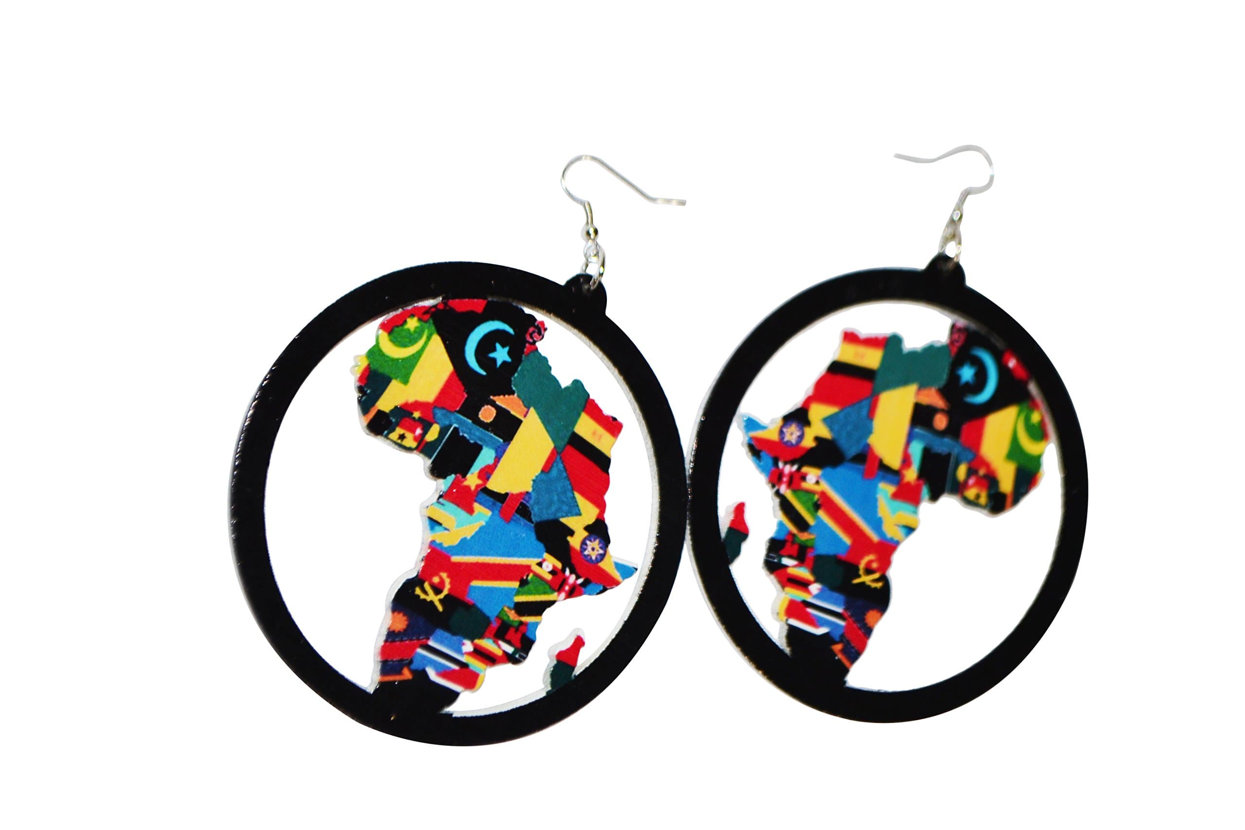 Africa Earrings Black Wooden Map For Women And Girls