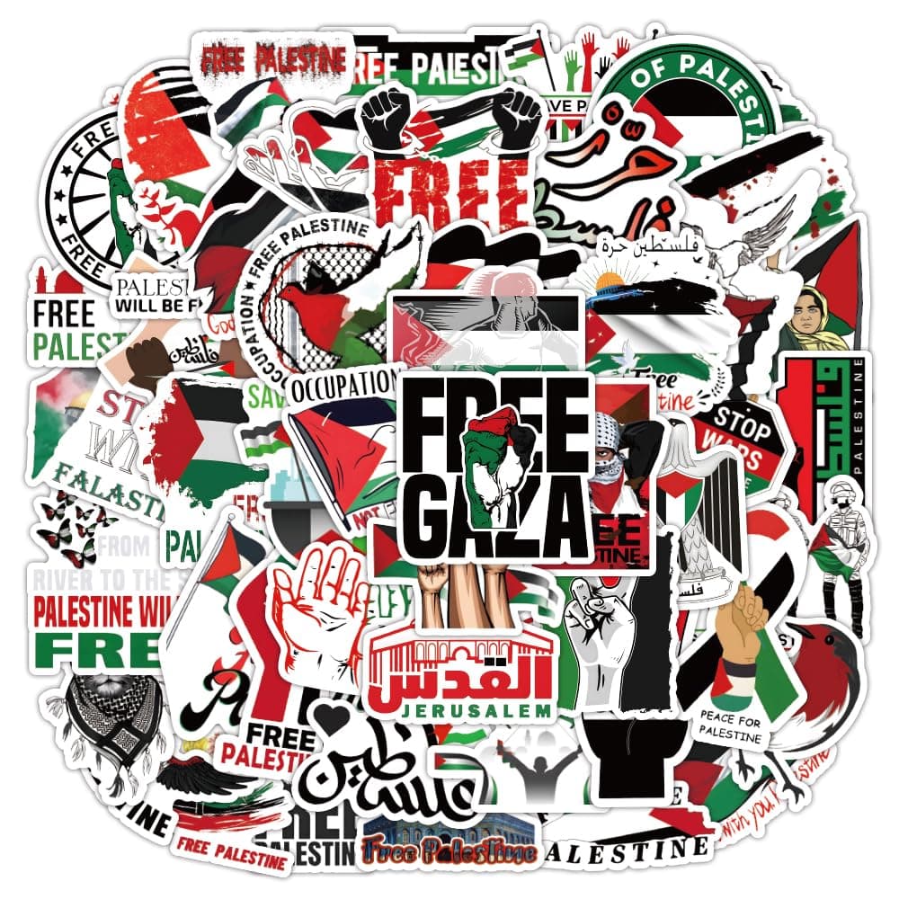 100PCS Colorful Free Palestine Stickers Freedom Waterproof Palestine Stickers Vinyl Decals Stickers for Teens Water Bottle Computer Bumper Pad Phone