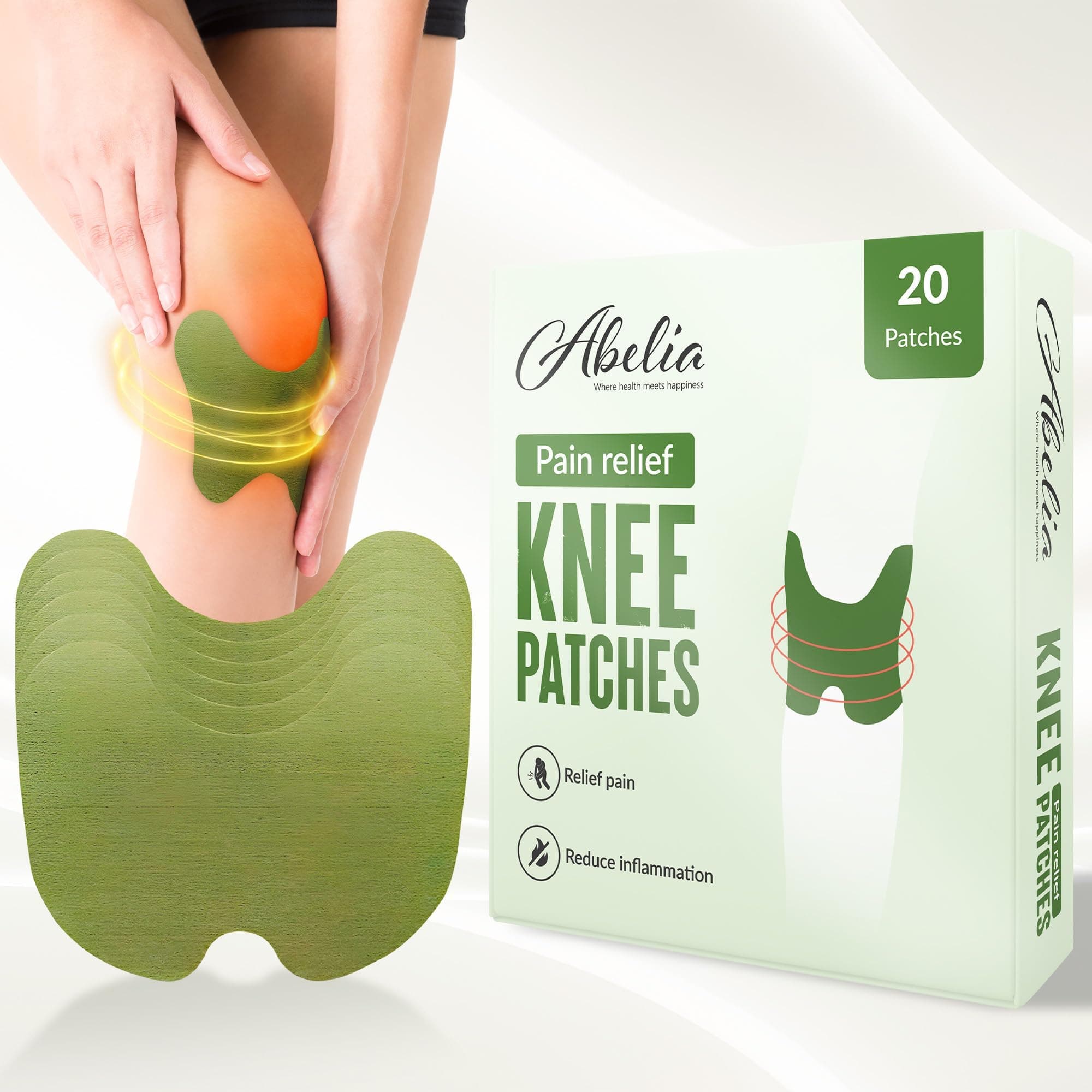Abelia Knee, Back, Neck, Shoulder Pain Relief Patches, 20Pcs - Natural Herbal Relief Patches, Relieves Muscle Soreness