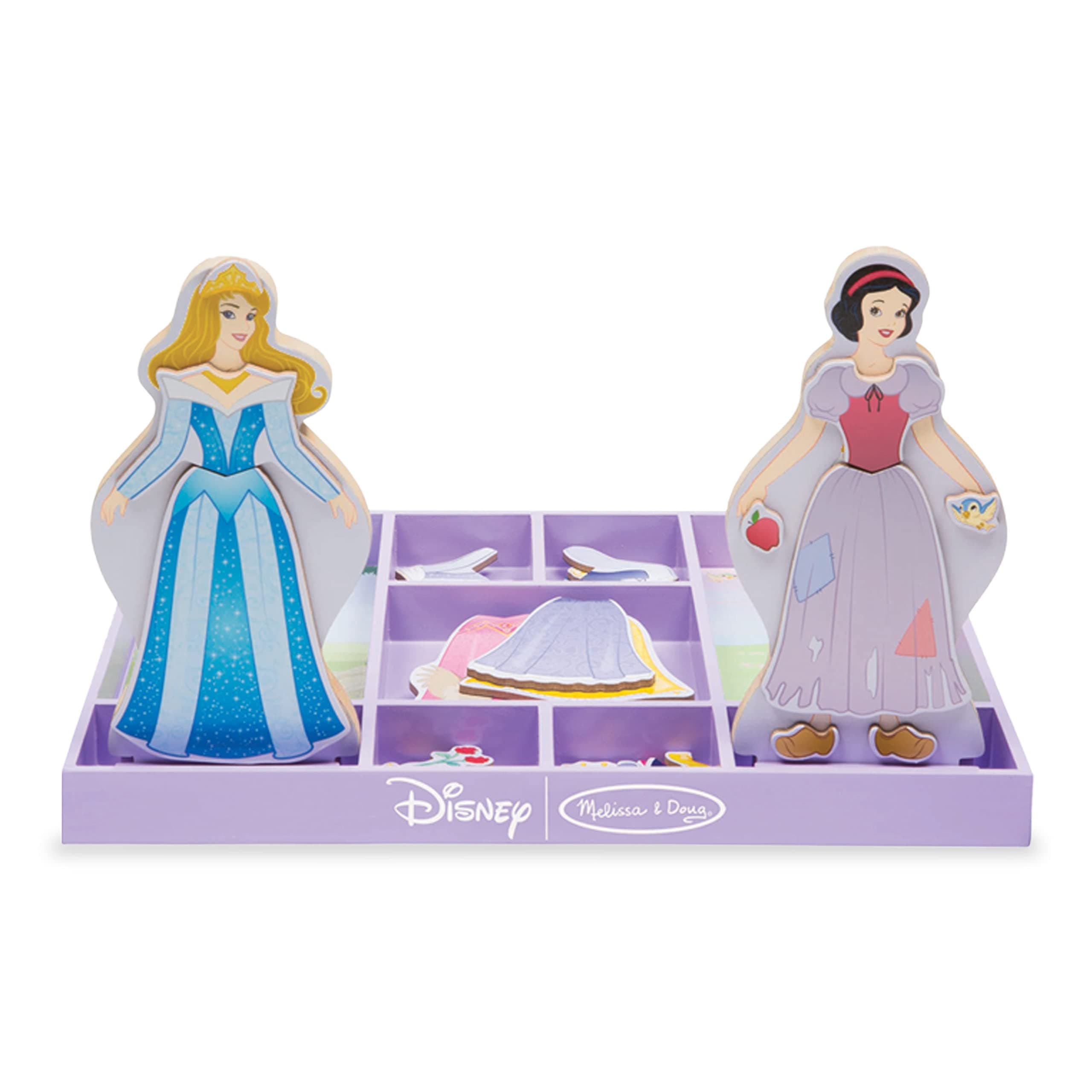 Melissa & Doug Disney Sleeping Beauty and Snow White Magnetic Dress-Up Wooden Doll Pretend Play Set (40+ pcs), Pretend Play & Preschool Toys for Kids Ages 3+