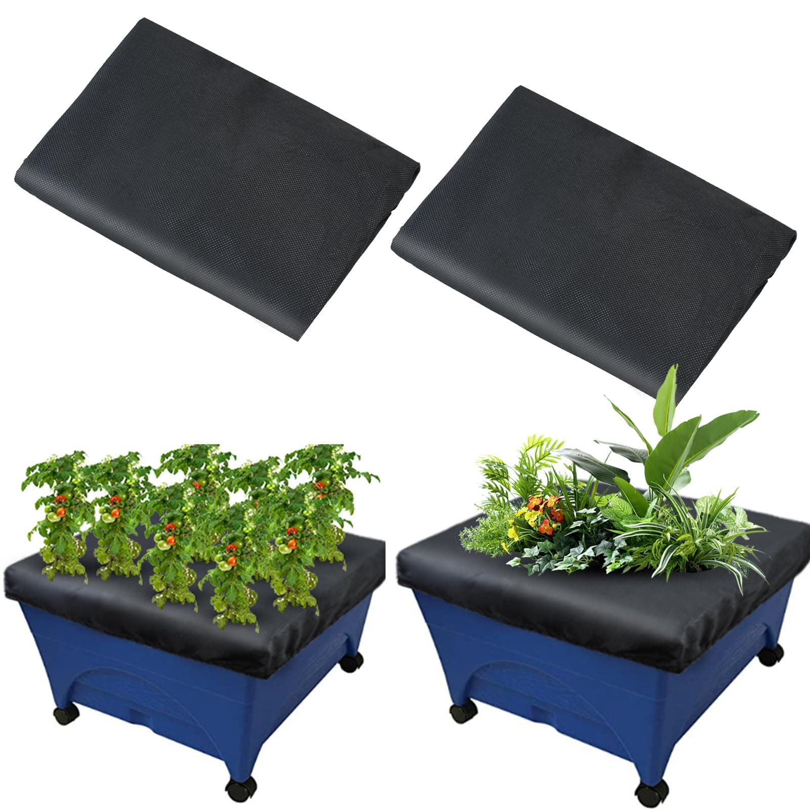 Mofuiry 2 Pack City Pickers Replacement Mulch Cover, 20" x 24" Black Planter Box Cover with Elastic City Picker Raised Bed Cover for Garden Planters Boxes