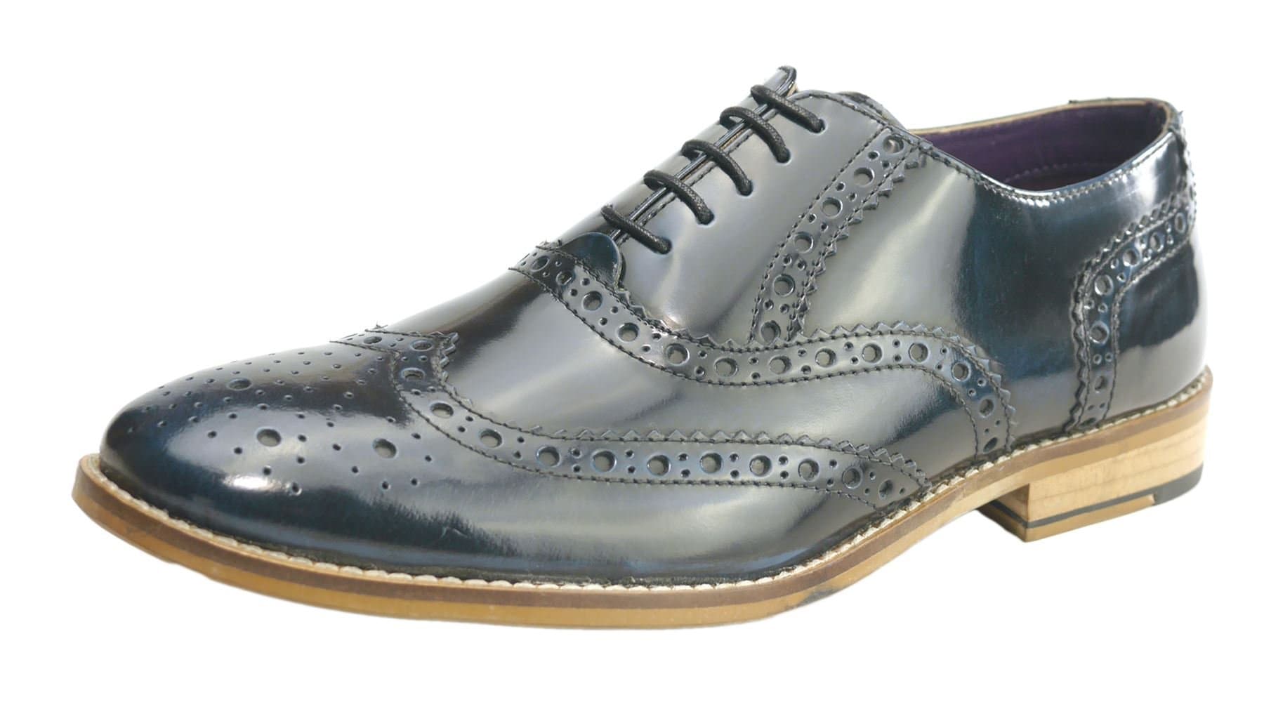 Frank JamesNewman Mens Leather Lace Formal Brogues Hi Shine Shoes