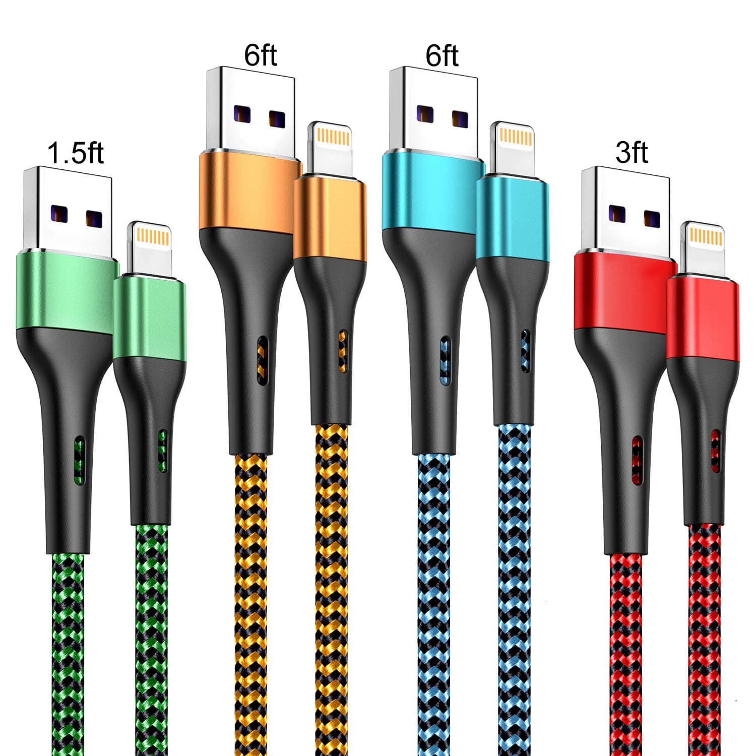 - iPhone Charger 6FT/6/3/1.5, Lightning Cable Fast Charging Cable Nylon Braided Cord Compatible with iPhone 14/13/12/11 Pro Max/XS MAX/XR/XS/X/8/7/Plus/6S/6/SE/5S/iPad