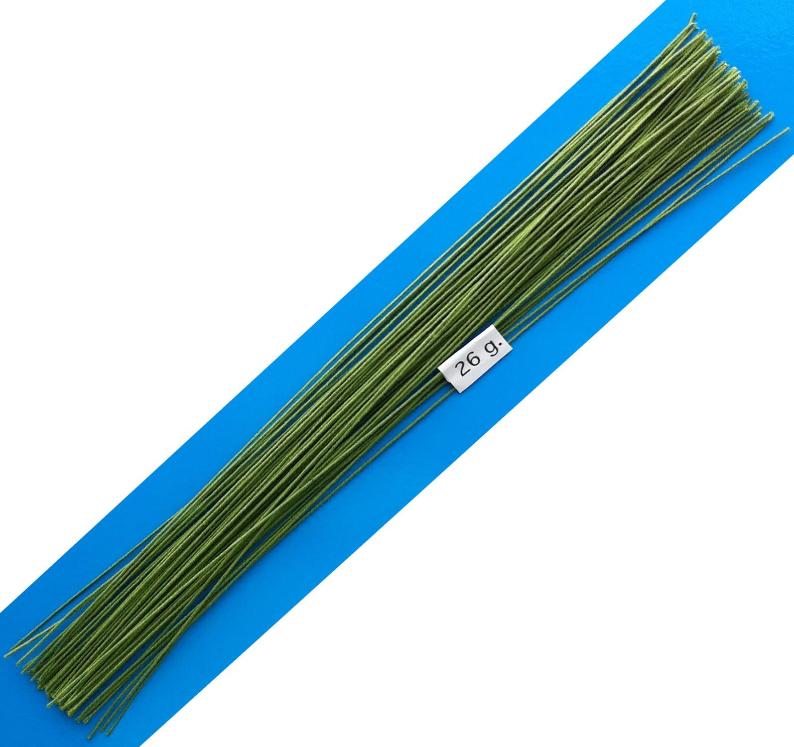 W OF S A SCOTT CLARK WOOLLEY 26 Gauge Green Cotton Covered Floral Wire - 80 feet per Bundle (24.4m) in 12 inch (30.5cm) Lengths