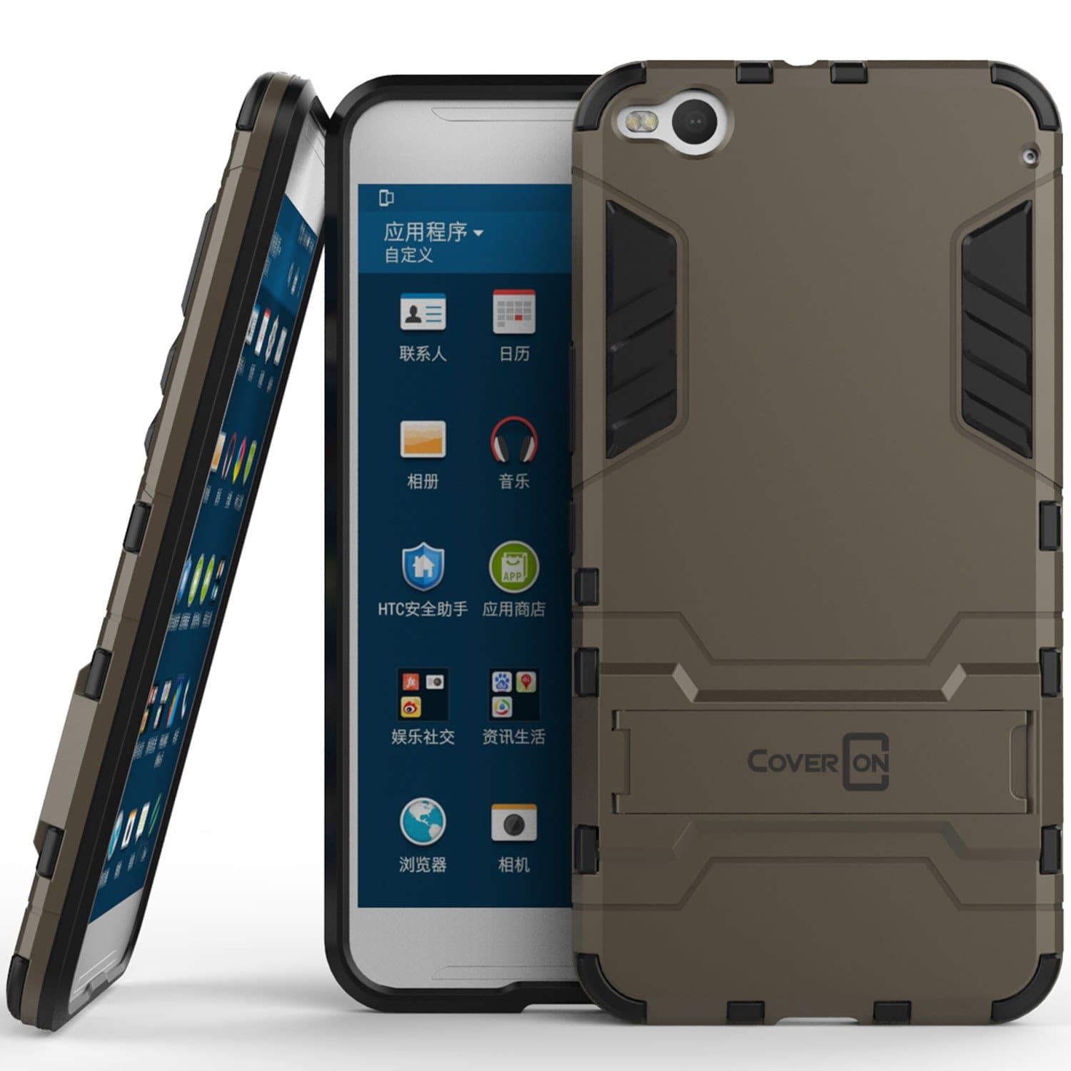 HTC One X9 Case, CoverON [Shadow Armor Series] Hard Slim Hybrid Kickstand Phone Cover Case for HTC One X9 - Gray