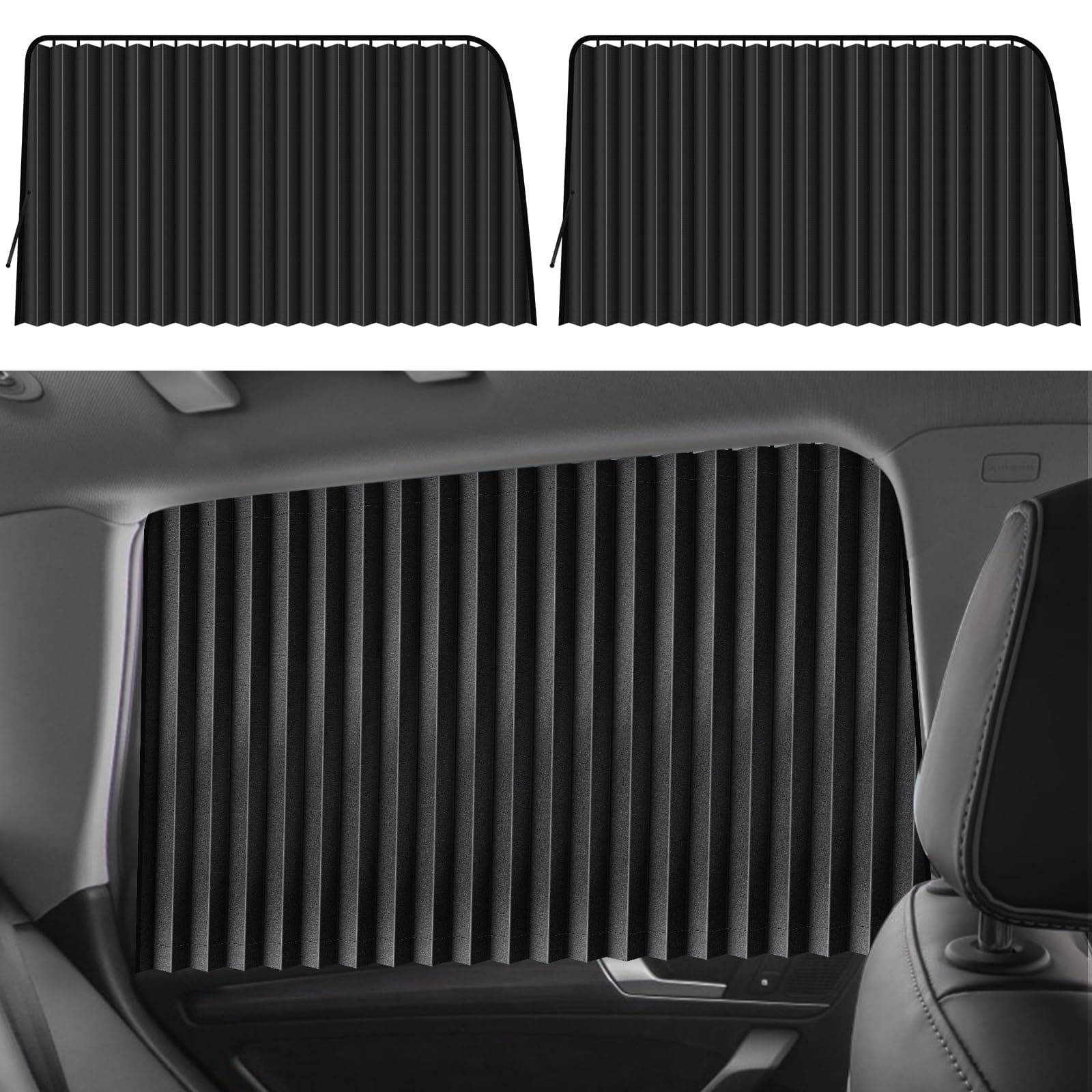 ZATOOTO Side Window Sunshades for Car (2pcs), Magnetic Car Curtain to Block UV Rays and for Privacy, Black