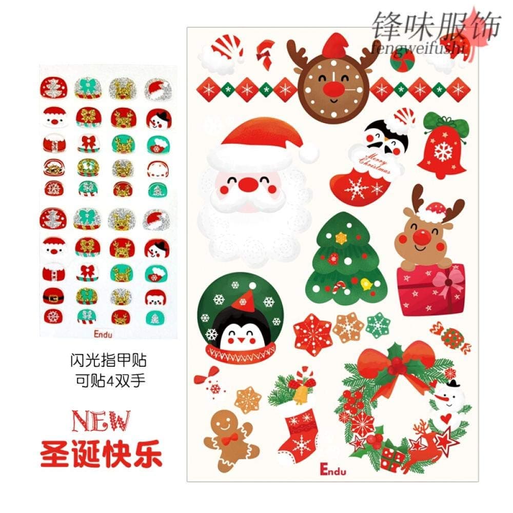 Tattoo Watch Sticker Tattoo Sticker Safe Waterproof Cartoon Sticker Princess Watermark-(Tattoo Stickers + Nail Stickers) Merry Christmas New