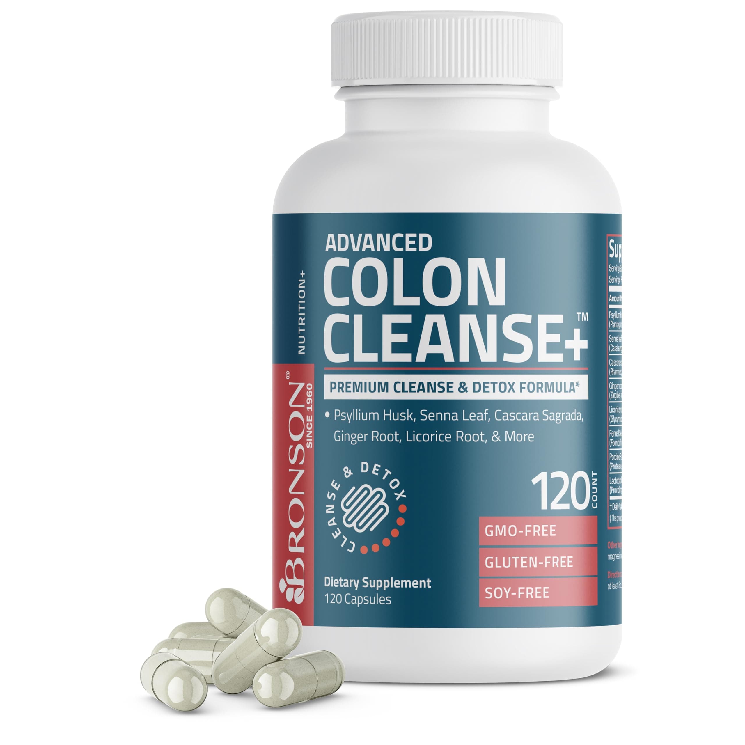 Advance Colon Cleanse Premium Cleanse & Detox Formula with Psyllium Husk, Senna Leaf, Cascara Sagrada, Ginger Root, Licorice Root & More, Non-GMO, 120 Capsules