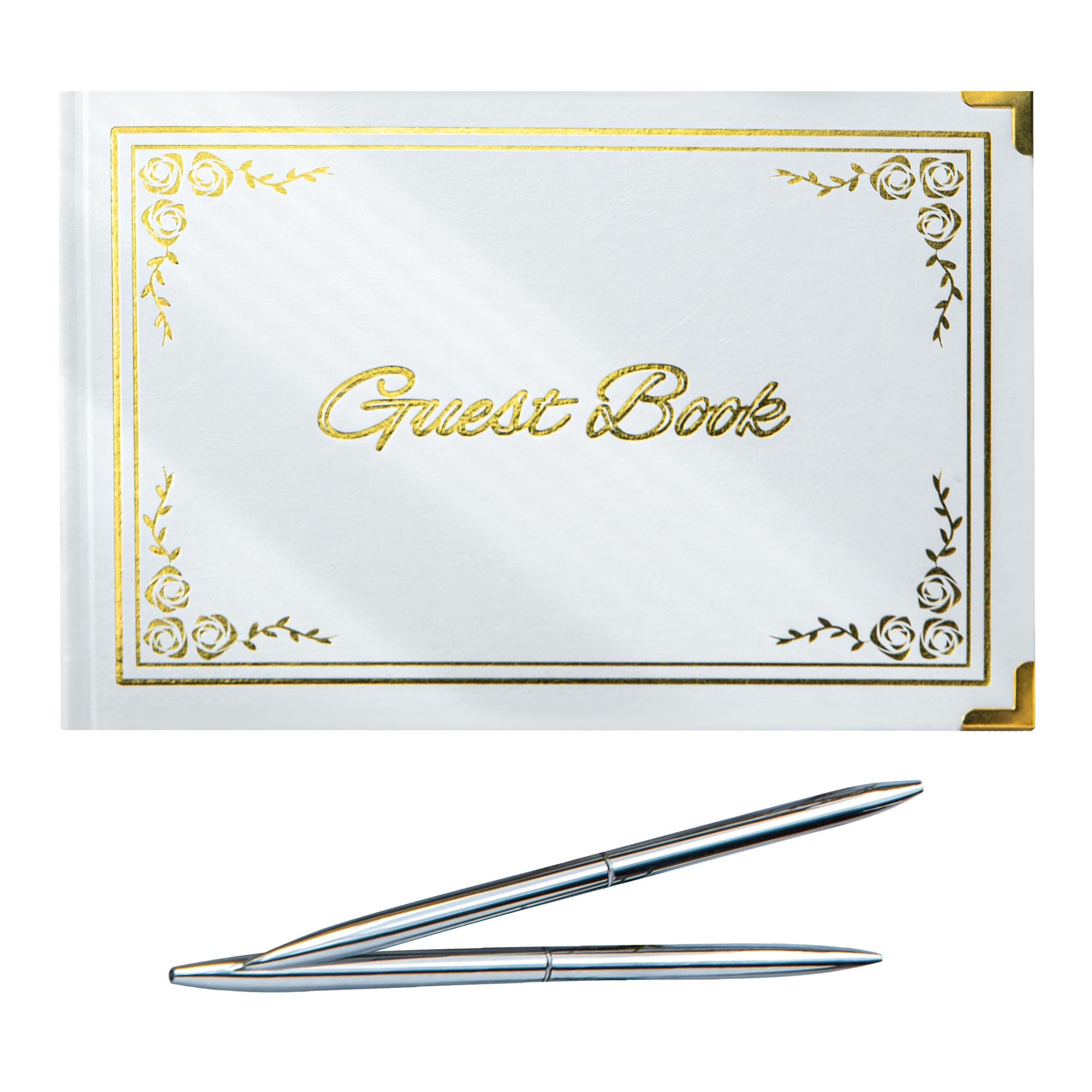 TwoHearts Elegant Wedding Guest Book – Hardcover with Gold Foil, 120 Pages for Guests’ Signatures, Personalized Messages, and Photos – Perfect for Wedding Receptions and Anniversaries (Beige)