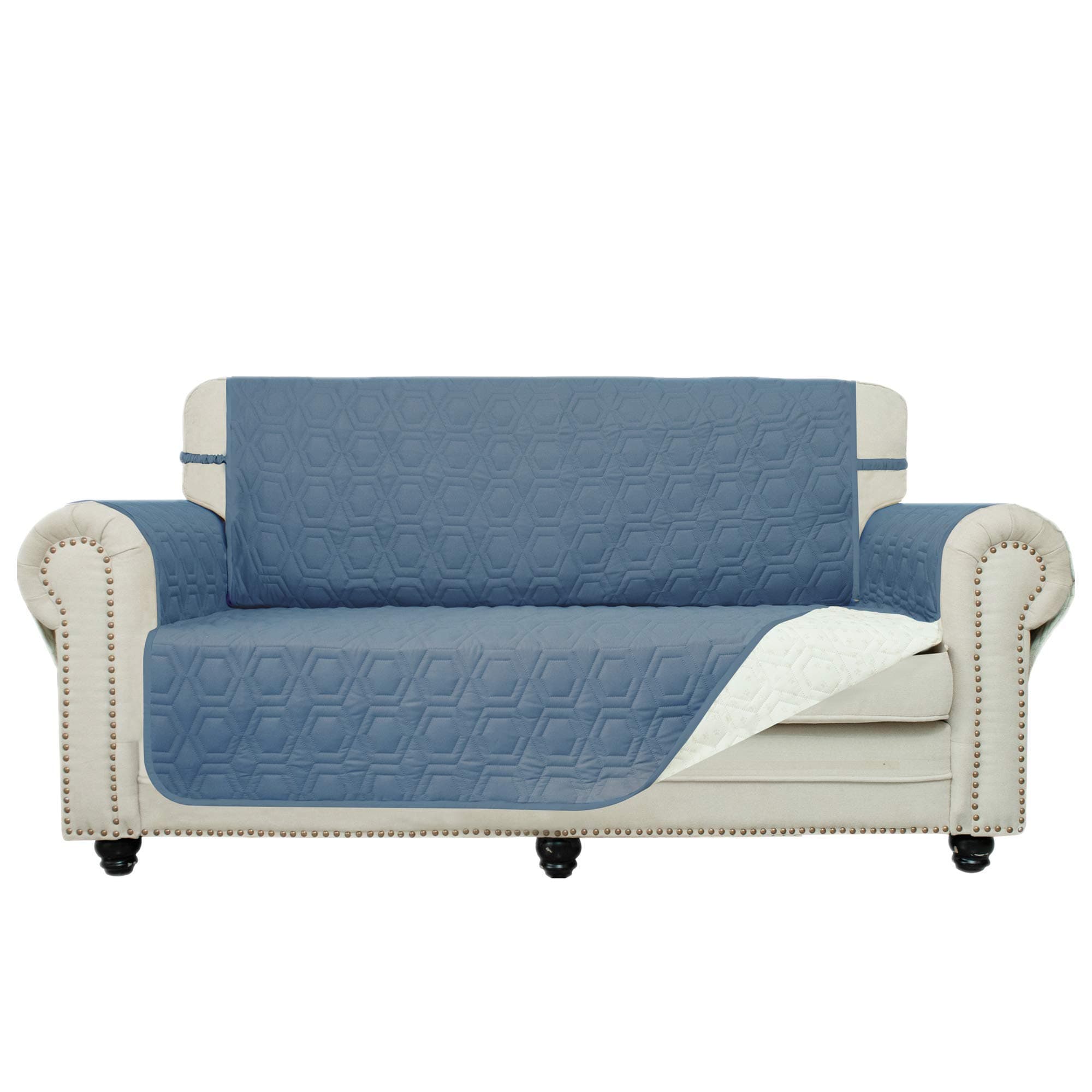 loveseat Overside Slipcover Furniture Protector Slip Resistant Water Resistant Stain Resistant Machine Washable Sofa Cover for Kids Children Pets Dog Cat(loveseat Overside:Blue)