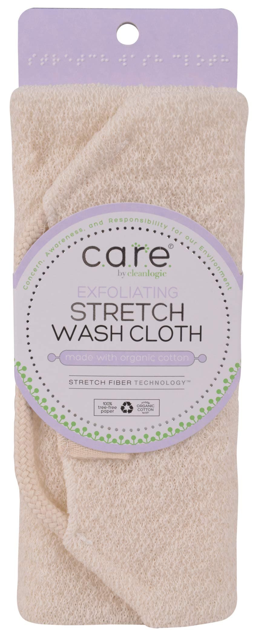 Cleanlogic Body Exfoliating Cloth, Stretchy Organic Sustainable Cotton Exfoliator Bath and Shower Washcloths, Reusable Daily Skincare Tool, 1 Count