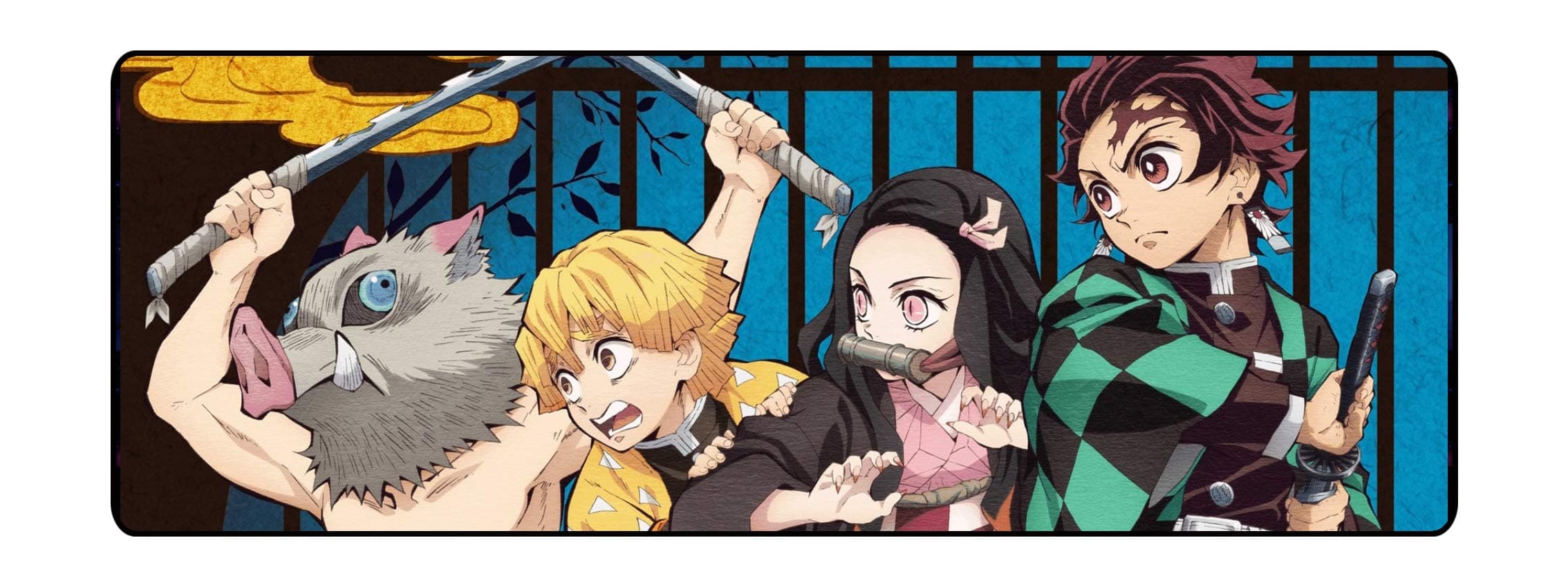 Anime Demon Slayer Large Extended Gaming Mouse Pad Mat, Stitched Edges, Ultra Thick 3 mm, Wide & Long Mousepad 31.5" x 11.8" x 0.12" (Demon Slayer-1)