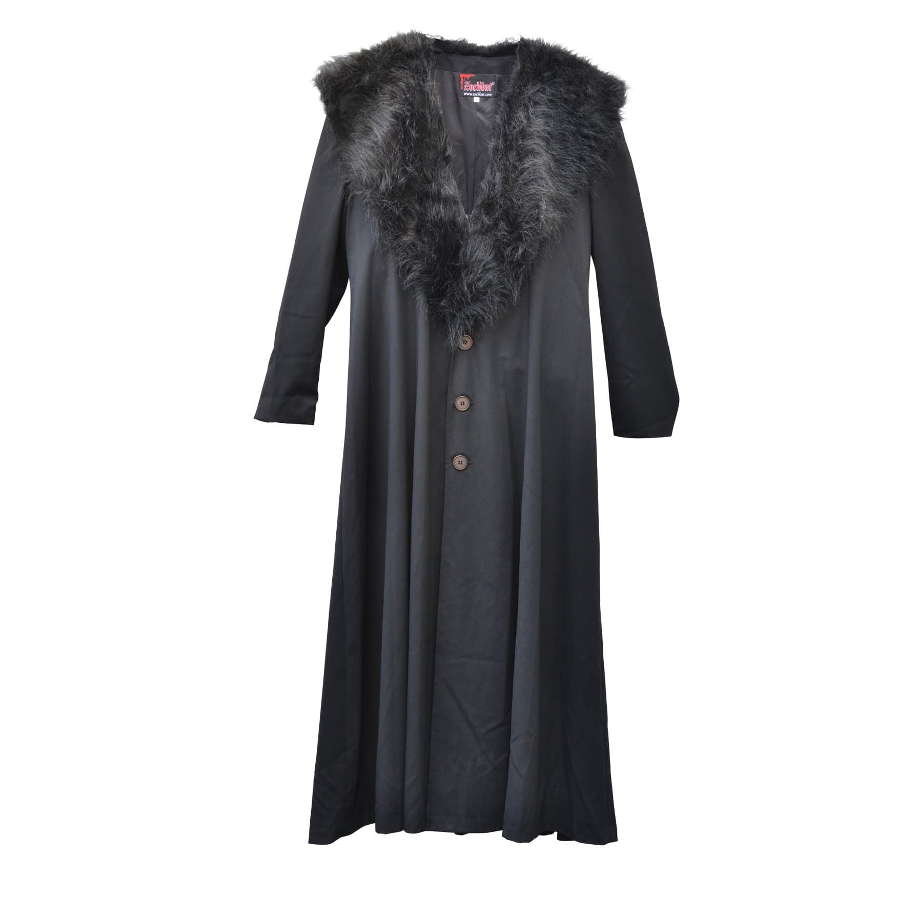 Zoelibat 30003024.008l Women's Gothic Steampunk Calf Length Coat With Faux Fur Collar, Large, Black