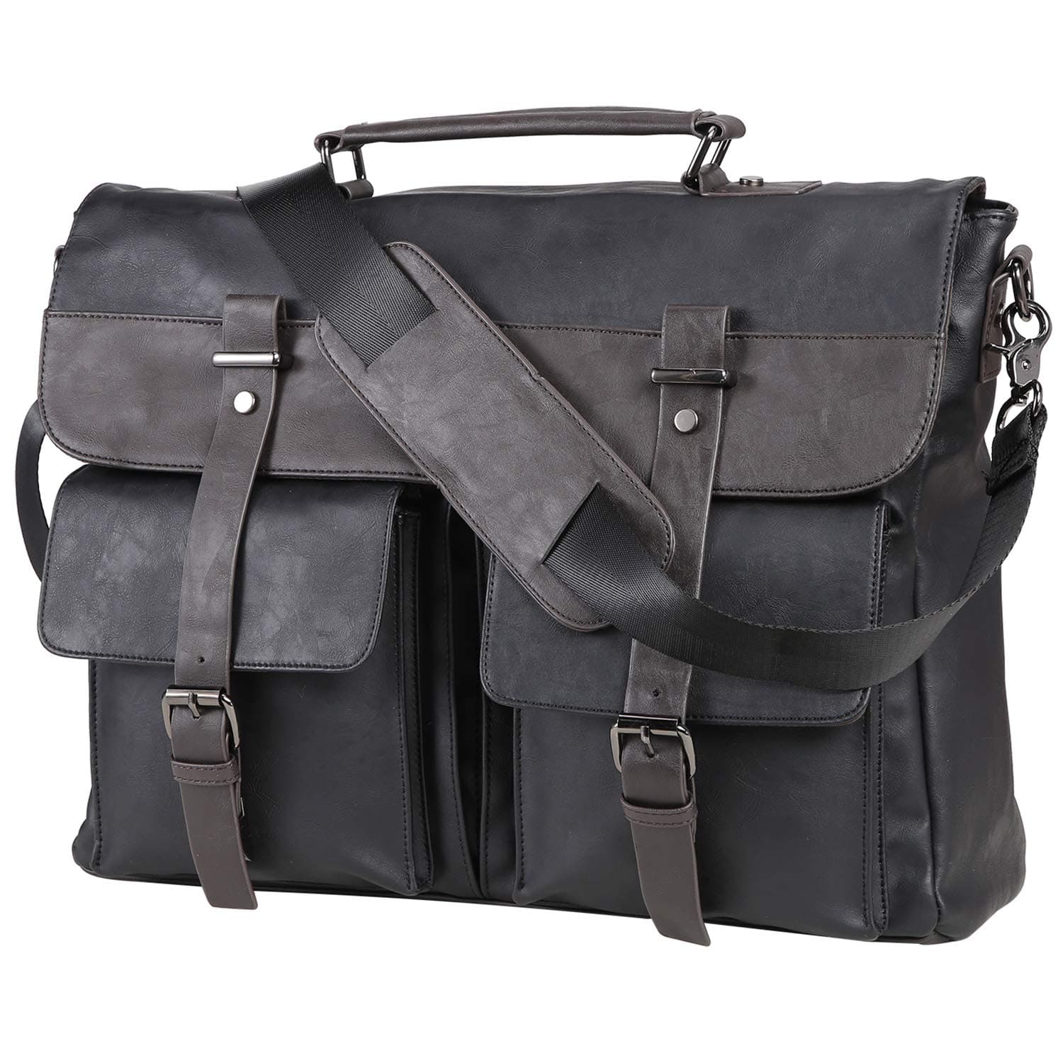 Leather Messenger Bag for Men, 15.6 Inch Vintage Laptop Bag Briefcase Satchel