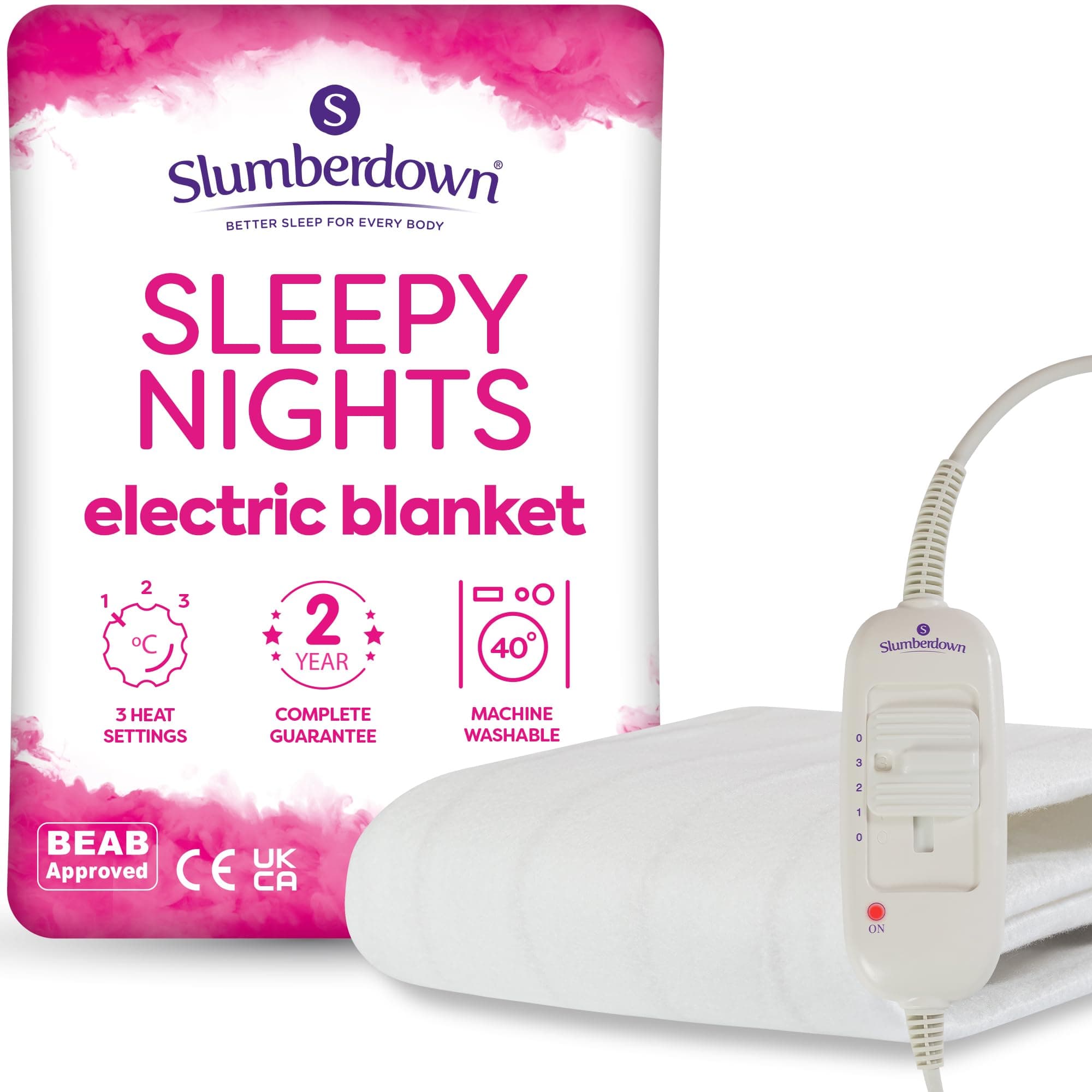 Slumberdown Sleepy Nights Electric Blanket Small Single - Warm, Cosy & Energy-Efficient Heated Blanket with 3 Heat Settings | BEAB-Approved, Washable & Easy-Fit Straps (122 × 61cm)