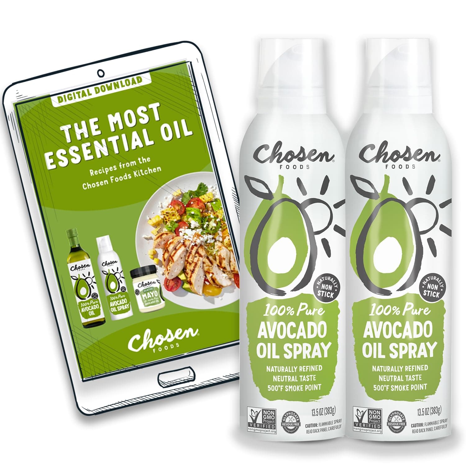 Chosen Foods 100% Pure Avocado Oil Spray, Keto and Paleo Diet Friendly, Koshe...