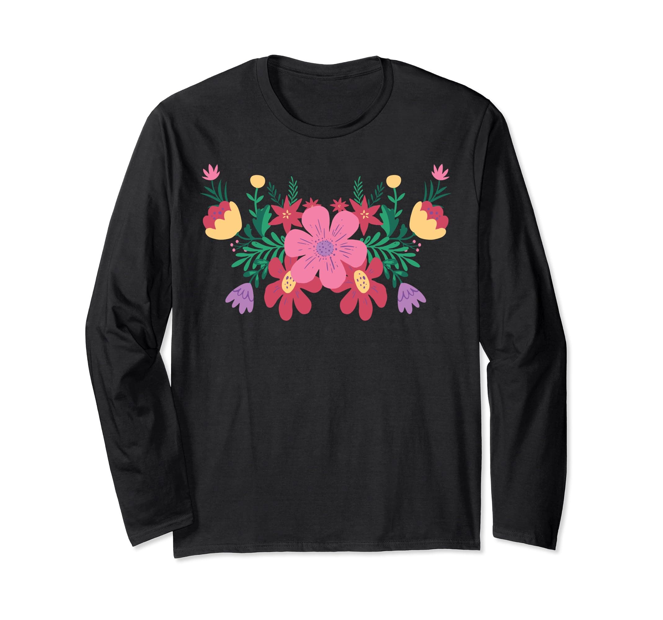 Magyarorszag Floral Pattern Petals BlossomHungarian Kalocsa Embroidery Flowers Hungary Folk Art Magyar Long Sleeve T-Shirt