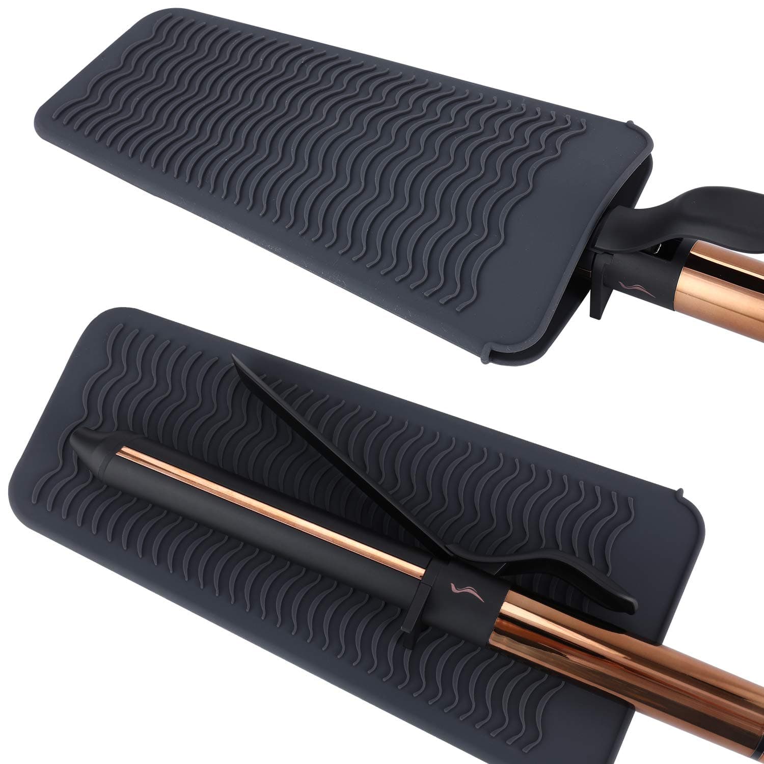 Silicone Heat Resistant Pouch Mat for Hair Tools, Fast Chilling Storage Bag for Hair Curler and Straightener, Gray