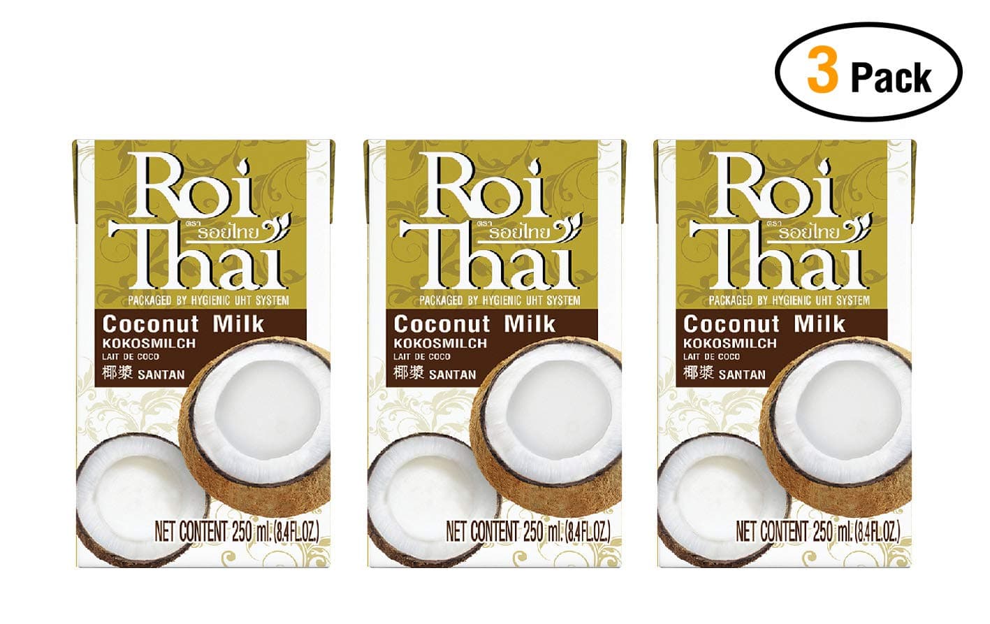 Roi Thai coconut milk 250 ml (8.4 oz) (Pack 3)