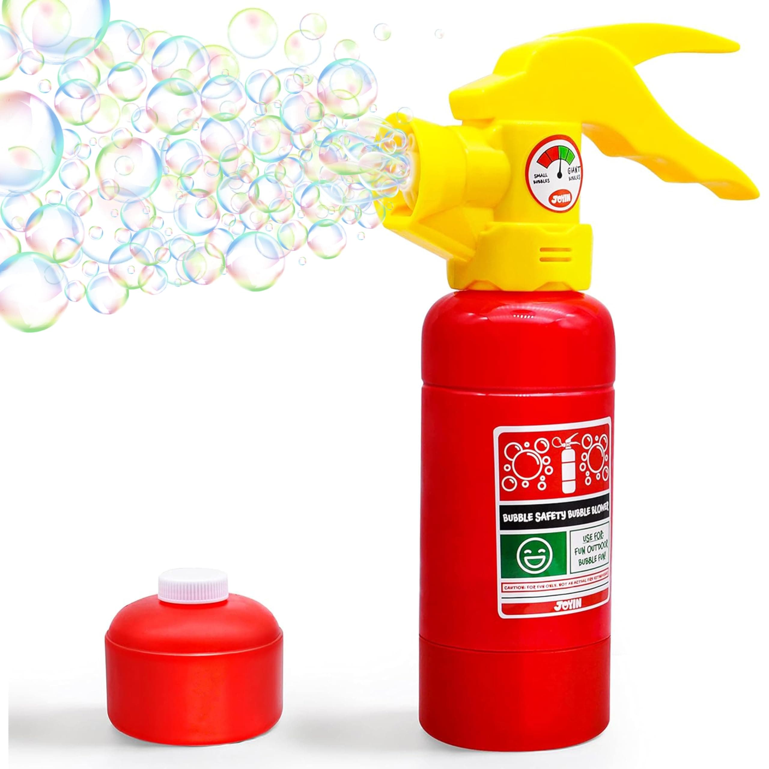 JOYIN Automatic Bubble Maker Fire Extinguisher Bubble Blower Machine with Bubble Solution (230 ml) for Kids, Indoor and Outdoor Play, Summer Themed Party and Birthday Gift