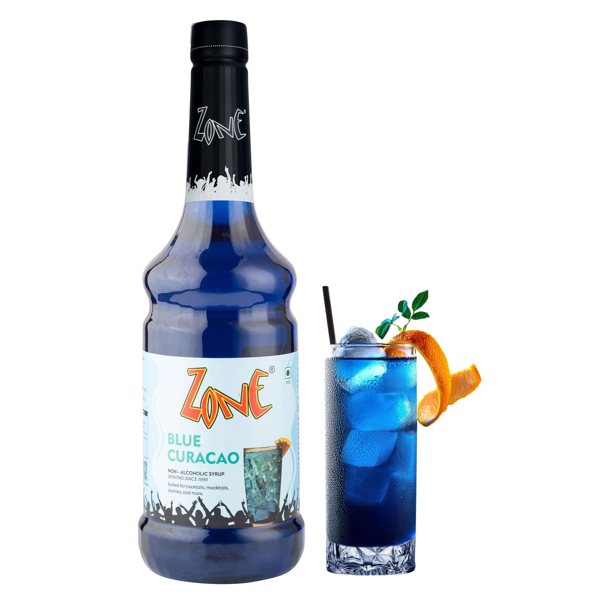 Zone Blue Curacao Flavoured syrup 1000ml – Tropical Blue Citrus syrup for Mocktails, Cocktails, Coolers, Sodas, Lemonades & Summer Drinks | 1 Litre – More Servings, Perfect For Café Restaurants & Professional Use