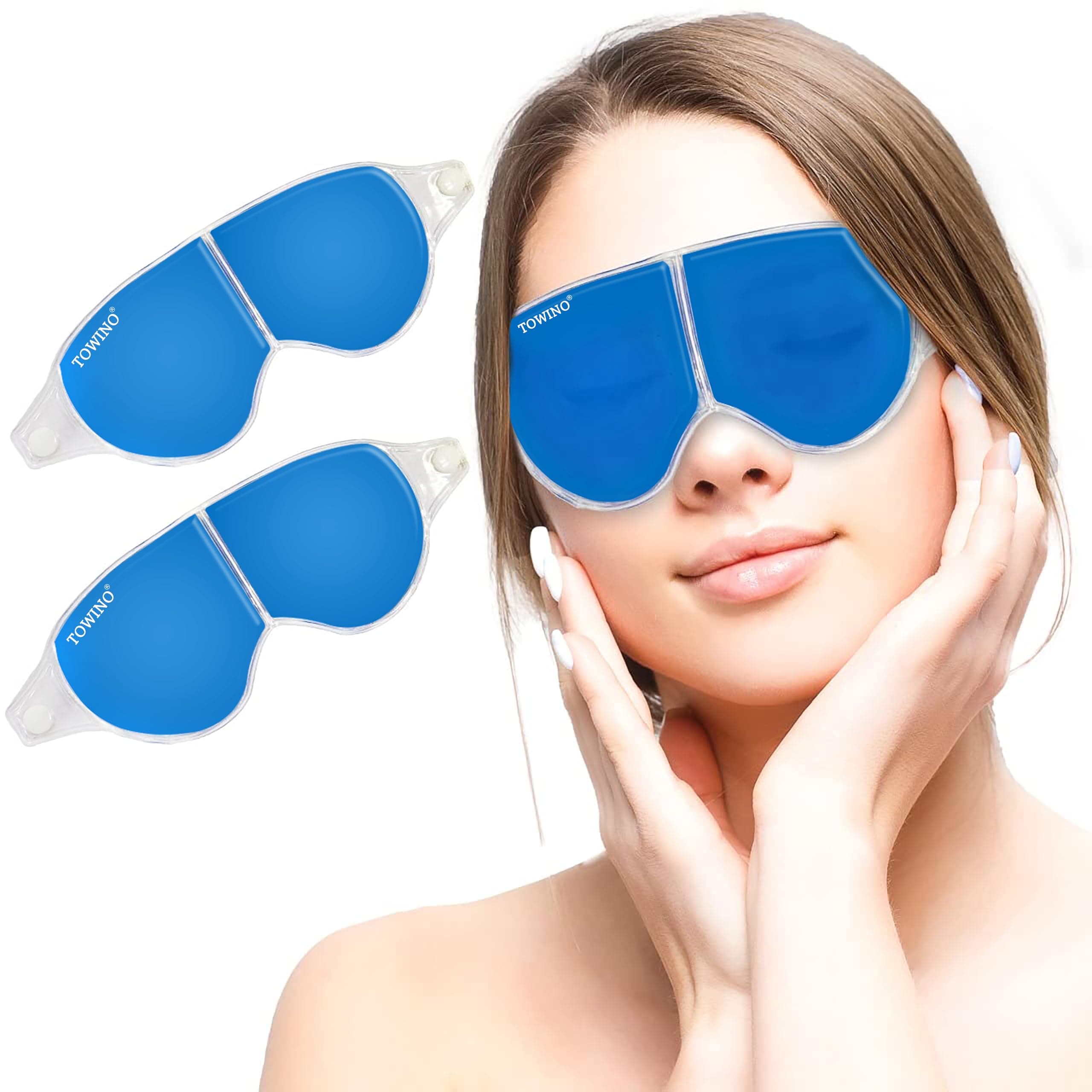 Eye Mask With Cooling Gel Eye Mask For Dark Circles, Dry Eyes, Cooling Eyes, Pain Relief, Redness, Eye Patches Eye Cooling Gel Pads For Women & Men Gel-(Blue) (Pack Of 2)