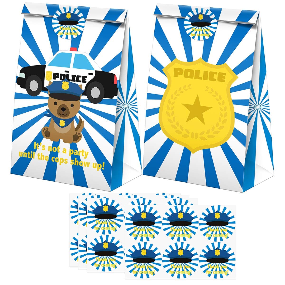 Police Goodie Bags-24 Pcs Police Party Favors Candy Bags with Stickers, Police Goody Gift Treat Bags Police Themed Birthday Party Supplies