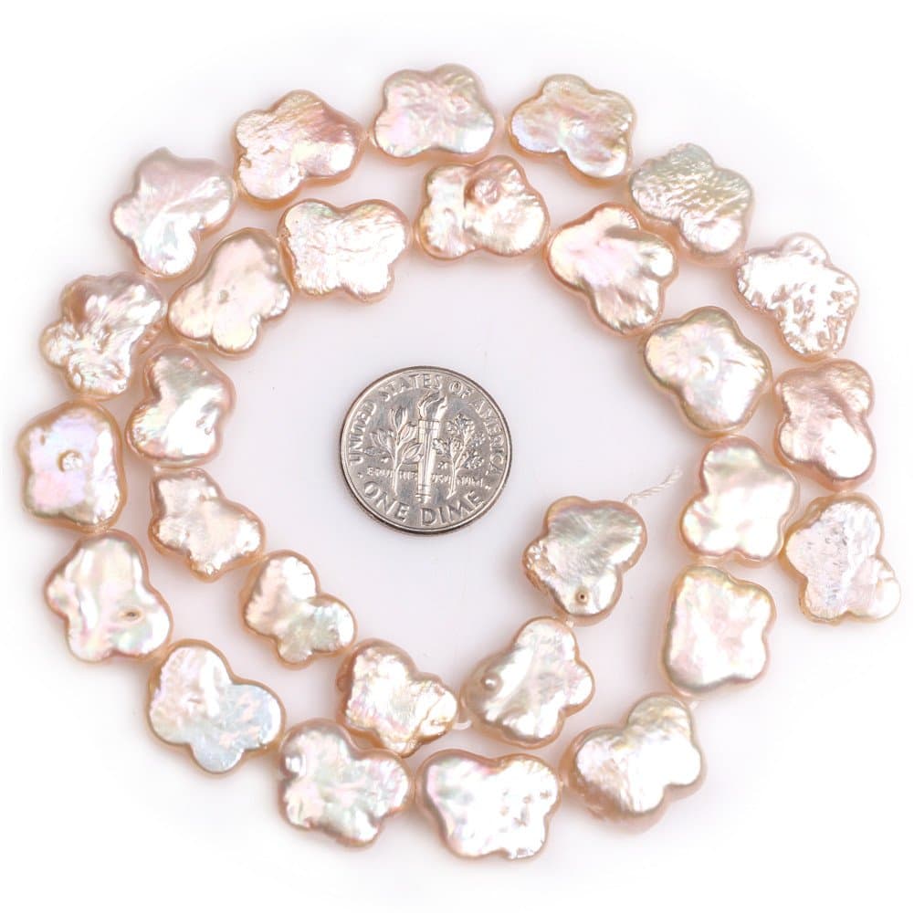JOE FOREMAN 11x15mm Nuclear Edison Pearl Semi Precious Stone Pink Butterfly Animal Shape Loose Beads for Jewelry Making DIY Handmade Craft Supplies 15"