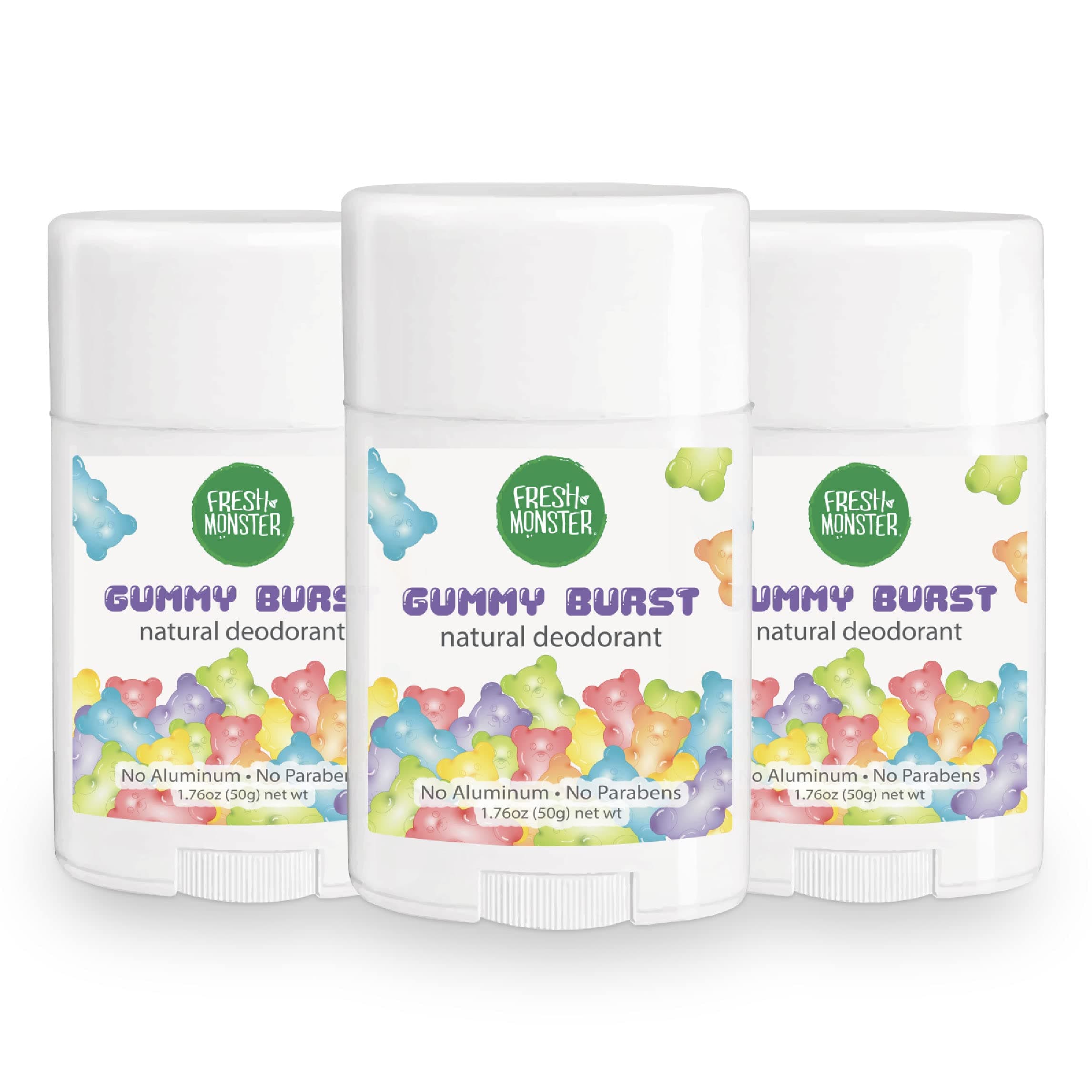 Natural Deodorant for Kids and Teens I Aluminum Free, Paraben Free and Hypoallergenic Gummy Burst Scent 1.76 oz I 3 Pack, 5.28 Ounce (Pack of 3)