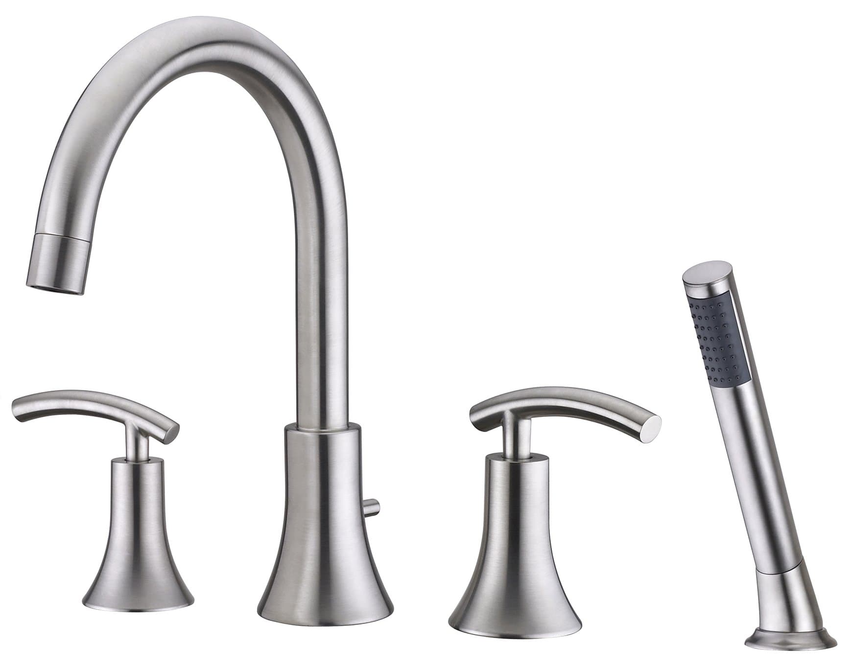 Ultra Faucets UF65143 Contemporary Collection Two-Handle Roman Bathtub Faucet with Hand-Shower, Brushed Nickel