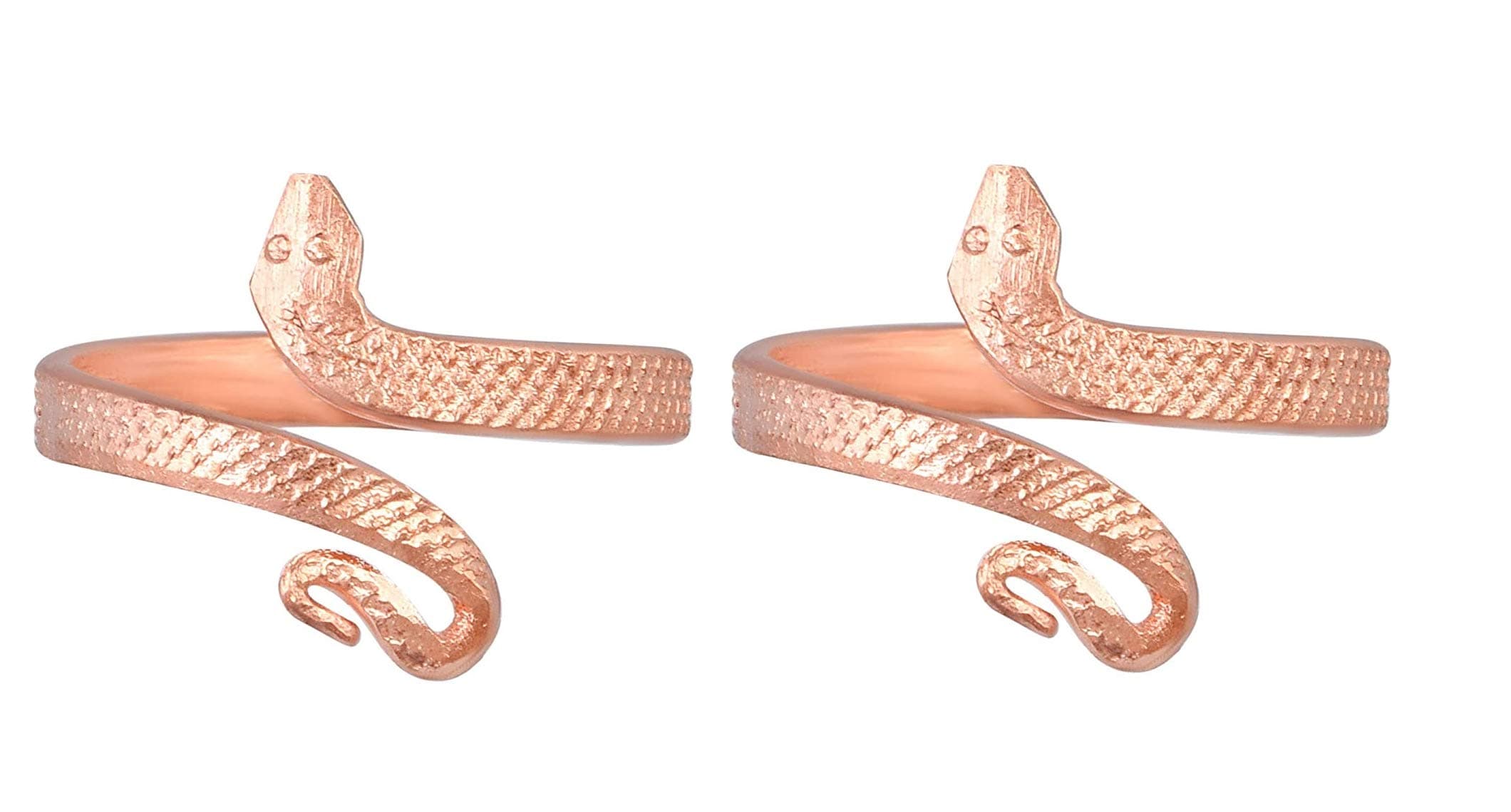 BigMartBhagya Ratan Snake Copper Adjustable Tamba Ring Nag Snake Challa for Men and Women Pack of 2
