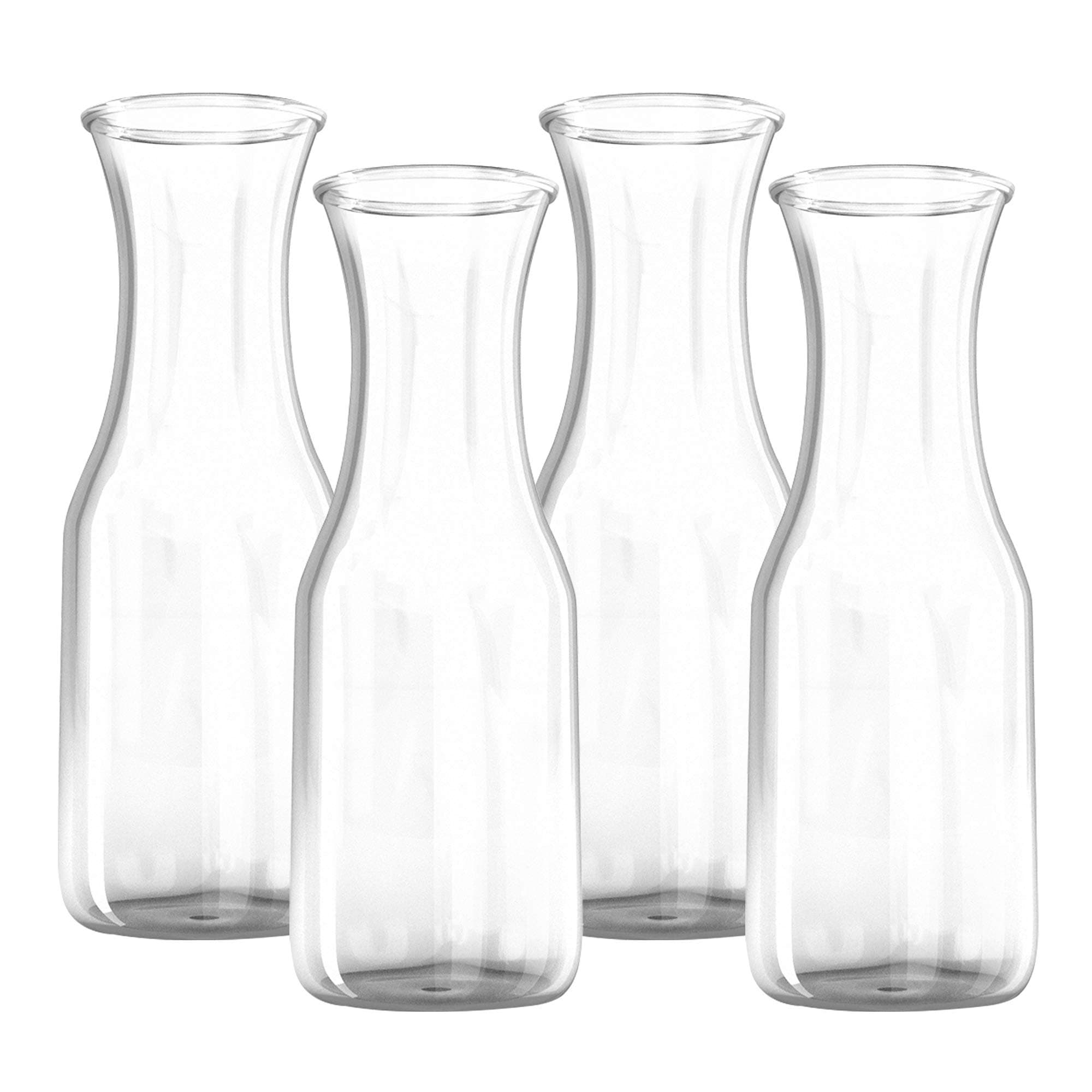 34 oz Glass Carafe - 4 Pack - Drink Pitcher and Elegant Wine Decanter, Comfortable Grip with Narrow Neck Design, Wide Opening for Easy Pouring - Great for Parties and Events, 1 Liter – Kitchen Lux
