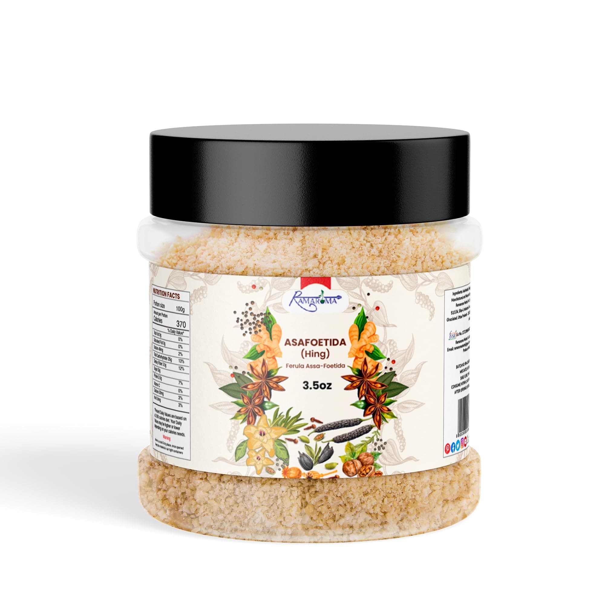 Asafetida (Hing) Ground 3.5oz (100g) ~ All Natural | Salt Free | Vegan | Non-GMO | Asafoetida Indian Spice | Best for Onion Garlic Substitute