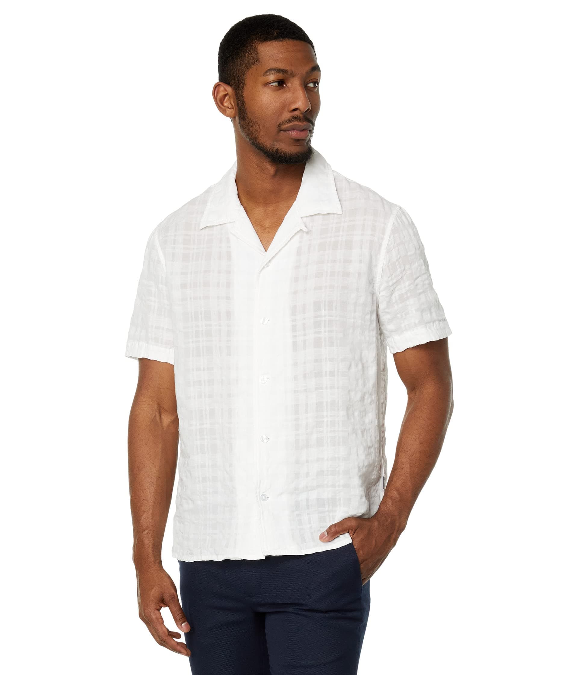 mens Danny Short Sleeve Camp Collar Shirt Button Down Shirt