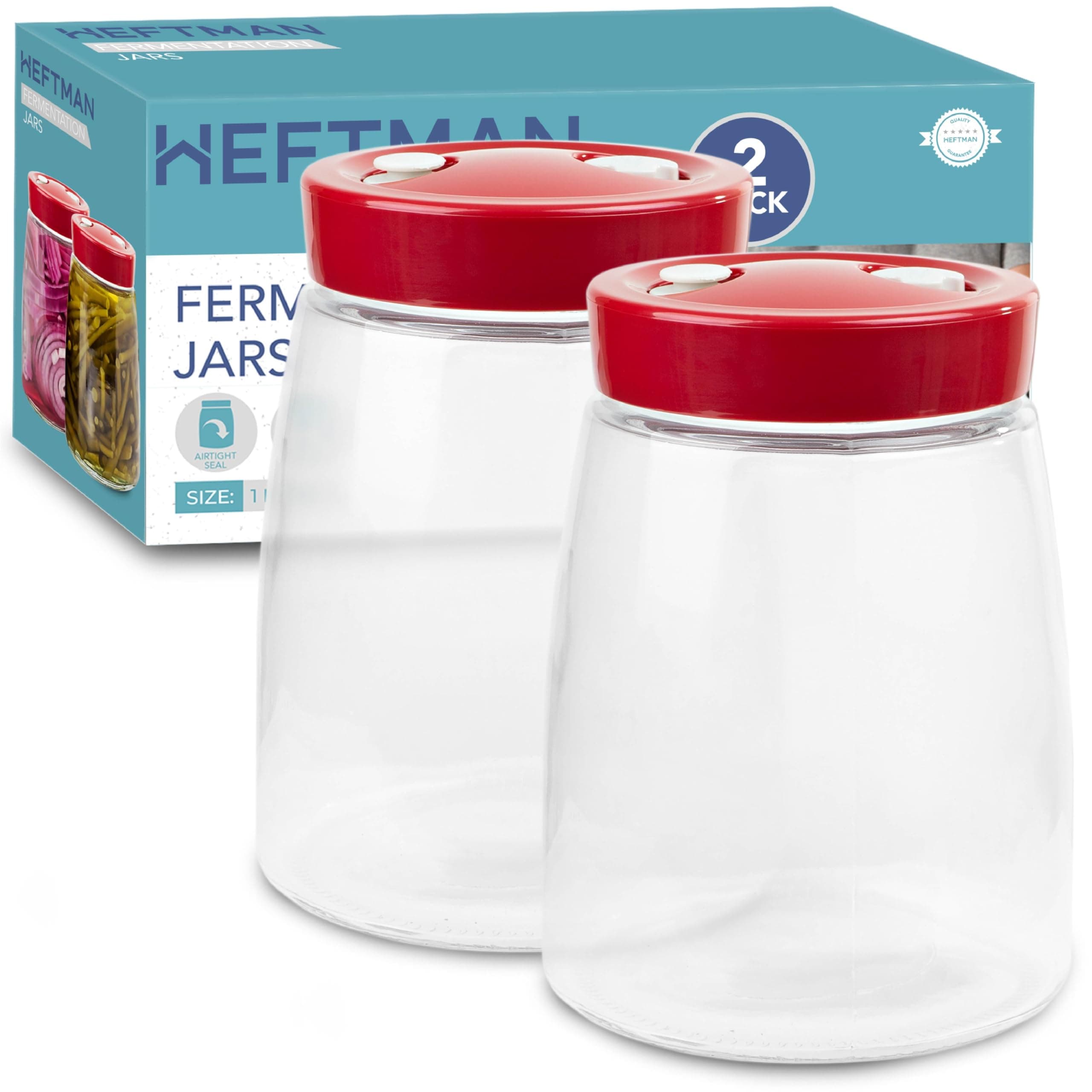 Fermenting Jar With 1 Way Air Release Vent - 1.4 Litres, 2 Pack - Ideal for Safe Fermentation for Kefir, Kimchi, Sauerkraut, Sourdough Starter, Overnight Oats - Fermentation Jars Pack of 2