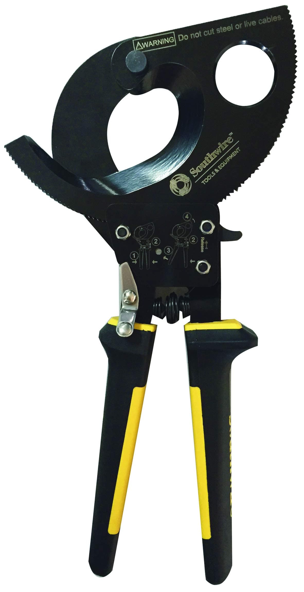 Cable Cutter Tool - Ratcheting Action for Smooth, Controlled Cuts - Hardened Steel Blades - Molded Grip - Cuts Copper & Aluminum Wire - 750 MCM Capacity