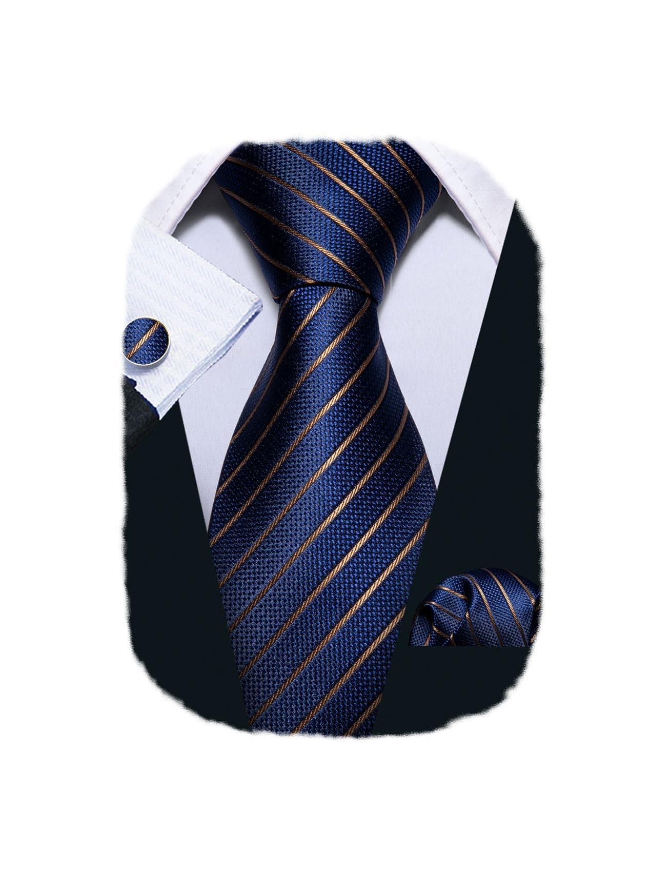 Men Ties Silk Necktie Set Formal Solid Handkerchief Cufflinks Woven Wedding Business