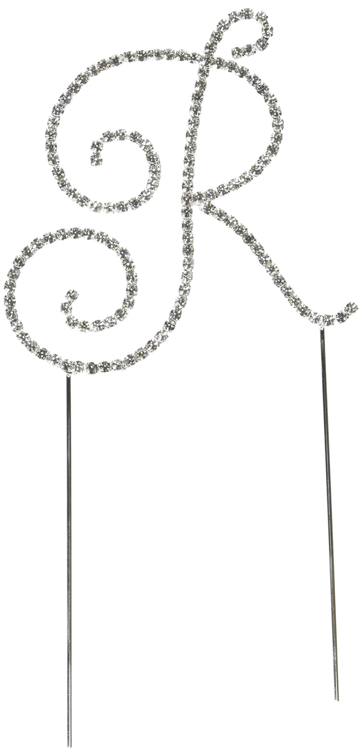 Simply Elegant Crystal Rhinestone Letter-R Wedding Cake Topper, Silver