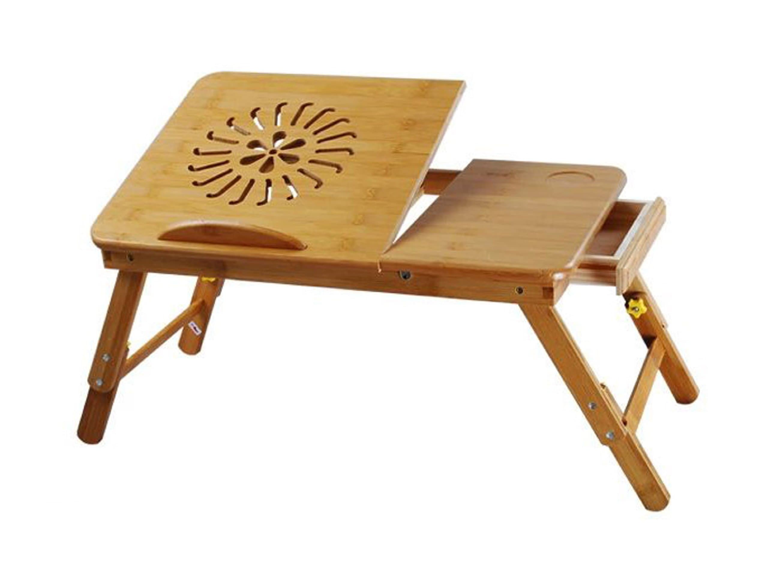 Superbpag(TM) Bamboo Collapsible Folding of Bed Laptop Desk Table Laptop Stand with Drawer ;21.6 x 13.8 x 7.8 Inches