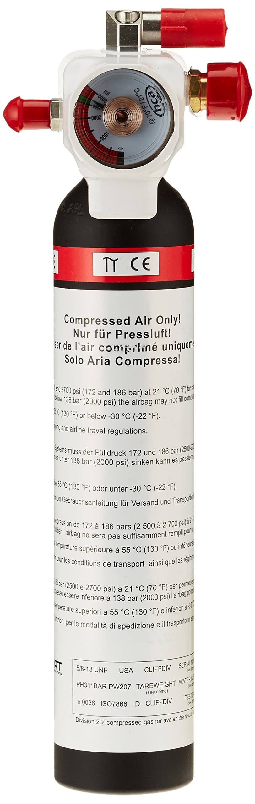 BCA compressed air bottle cylinder/float cylinder, black, 28.5 x 8 x 6 cm, 1 litre