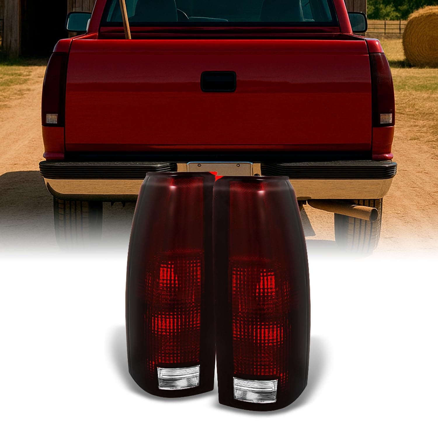 for C/K C10 Series Blazer Sierra Suburban Pickup Truck Red Smoke Rear Tail Light Brake Lamps
