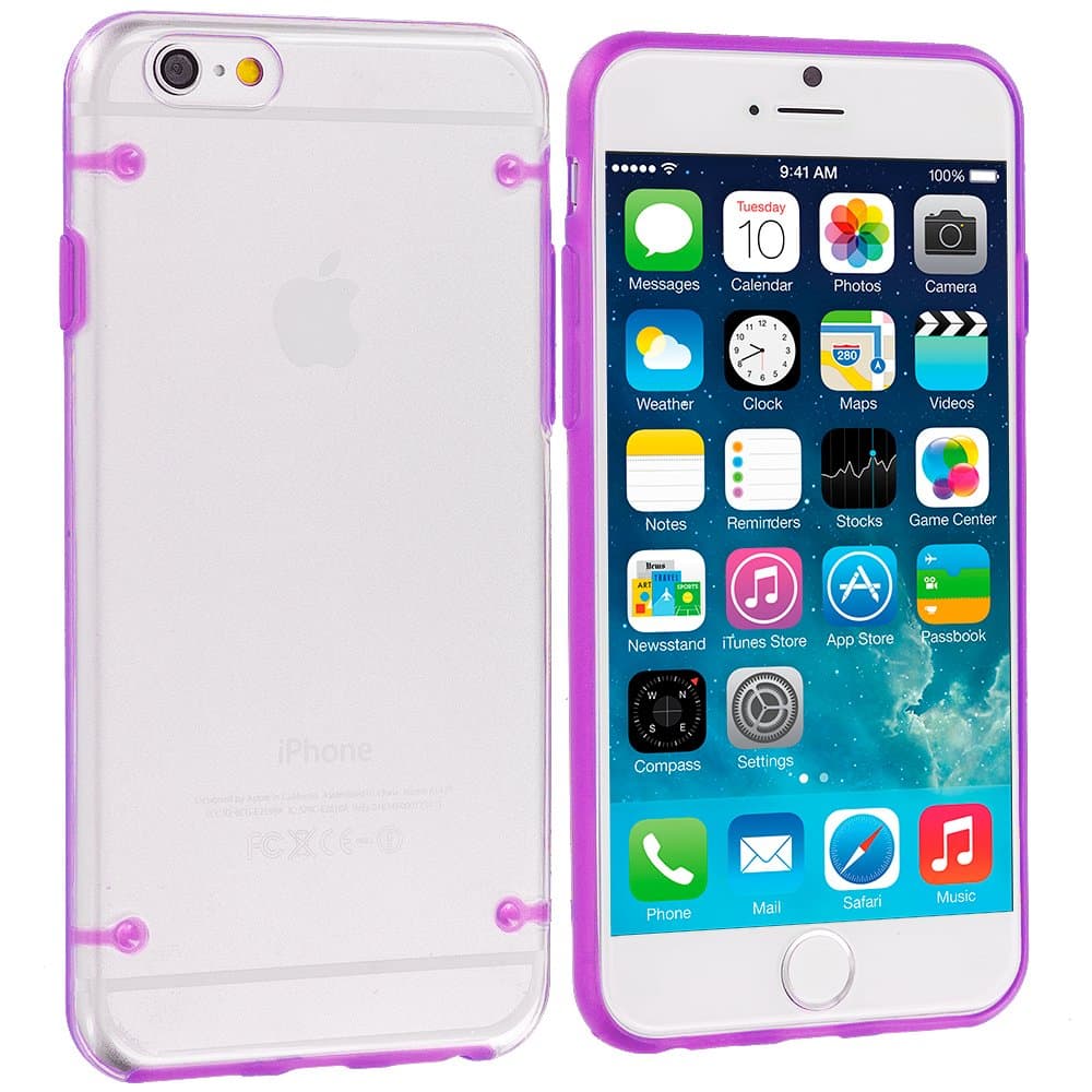 Accessory Planet(TM) Purple Crystal Transparent Clear Hard Hybrid Case Cover for Apple iPhone 6 (4.7)