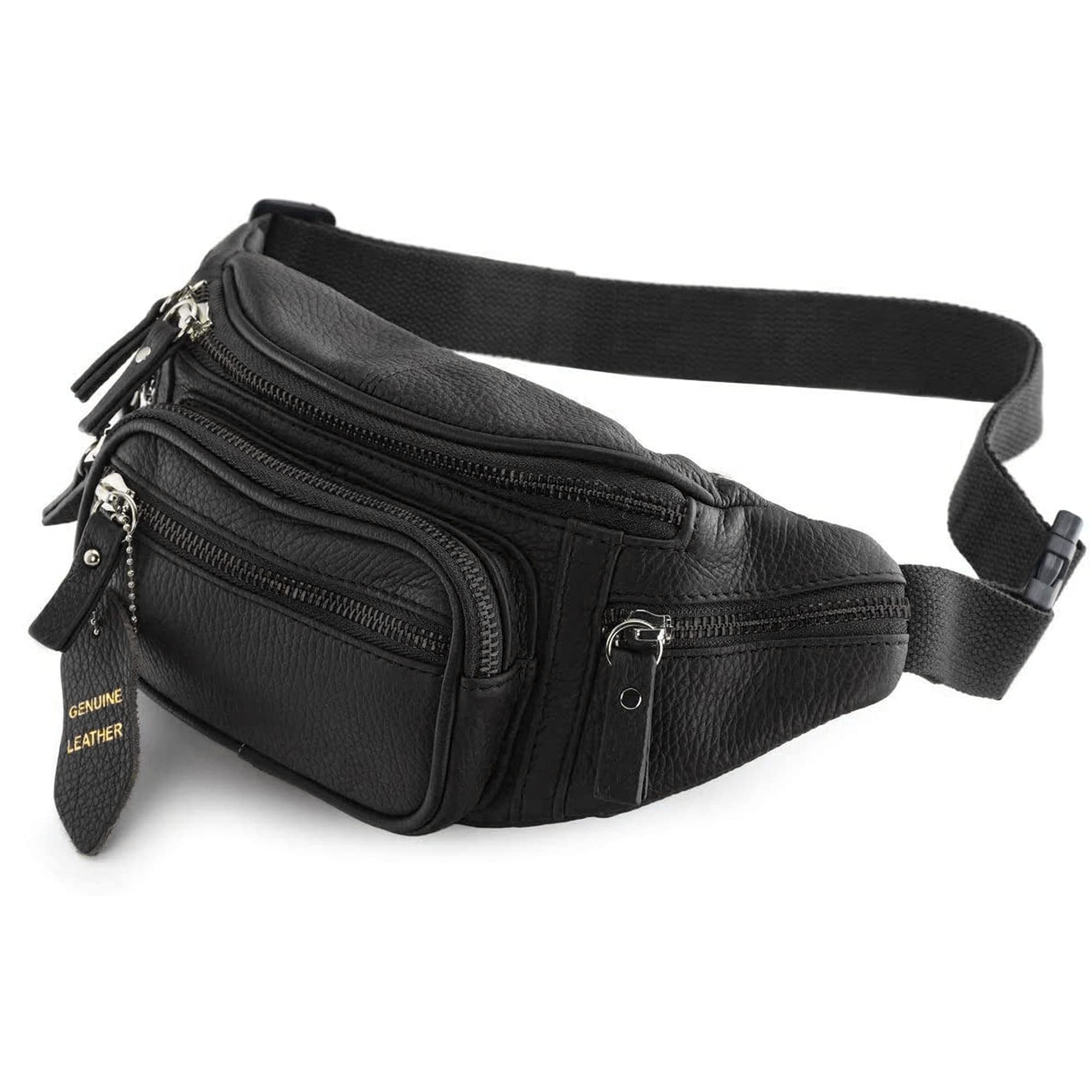Nabob Leather Fanny Pack Multifunction Hip Bag Travel Pouch for Men and Women- Multiple Pockets & Sturdy Zippers Ideal for Hiking Running Cycling and More