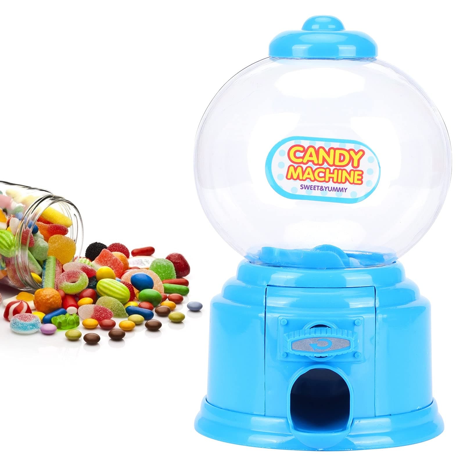 Candy Machine Dispenser, Mini Sweet Dispenser Mini Money Deposit Box, Vending Machine Sweets Cute Sweets Candy Storage Machine Gumball Machine for Kids Children (Blue)