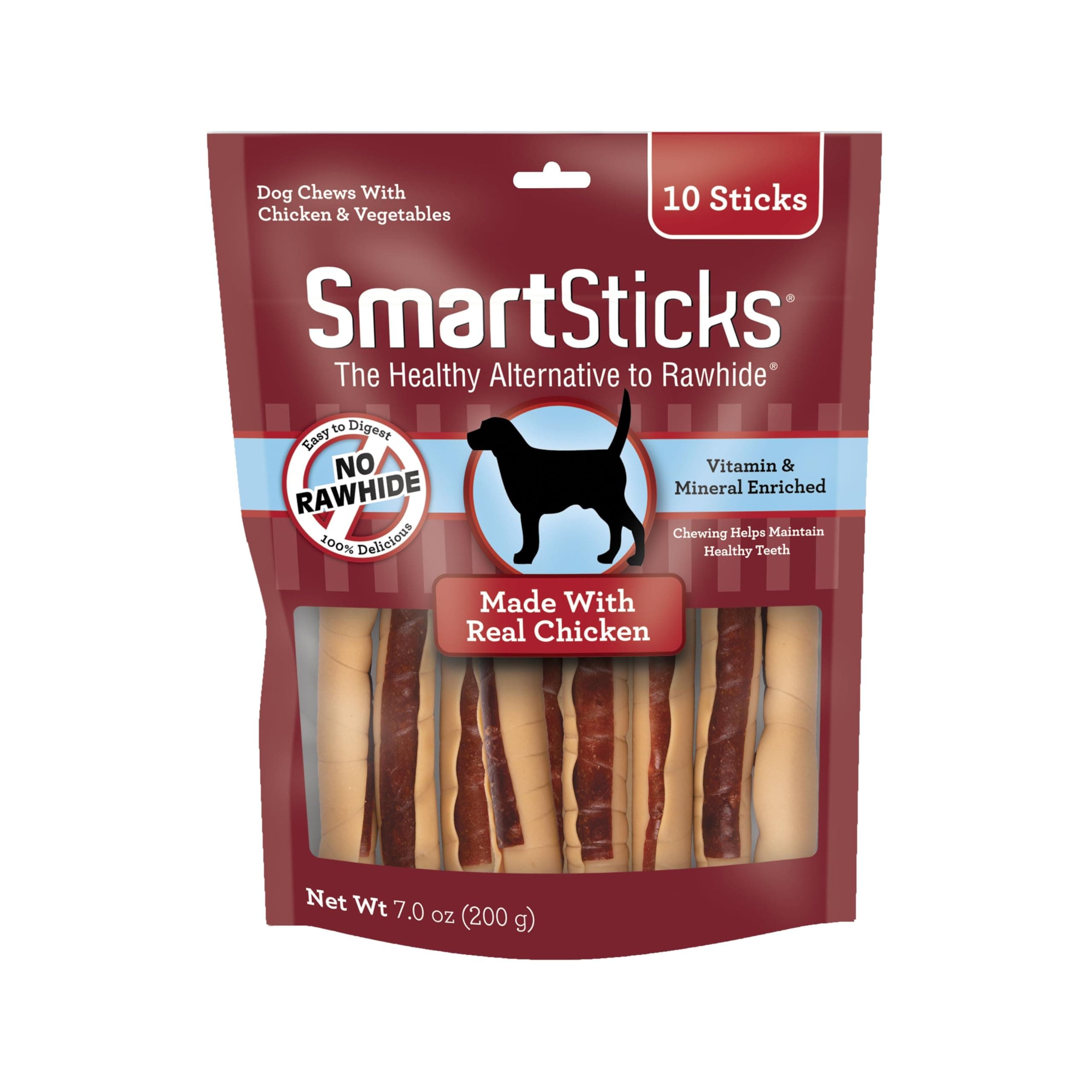 SmartSticks, Treat Your Dog to a Rawhide-Free Chew Made With Real Chicken and Vegetables, 10 sticks